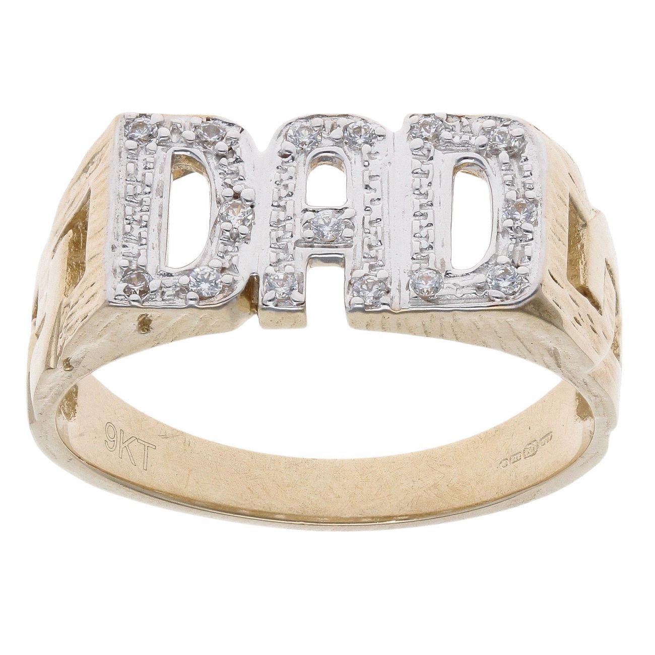 9ct Yellow Gold Cubic Zirconia Dad Ring