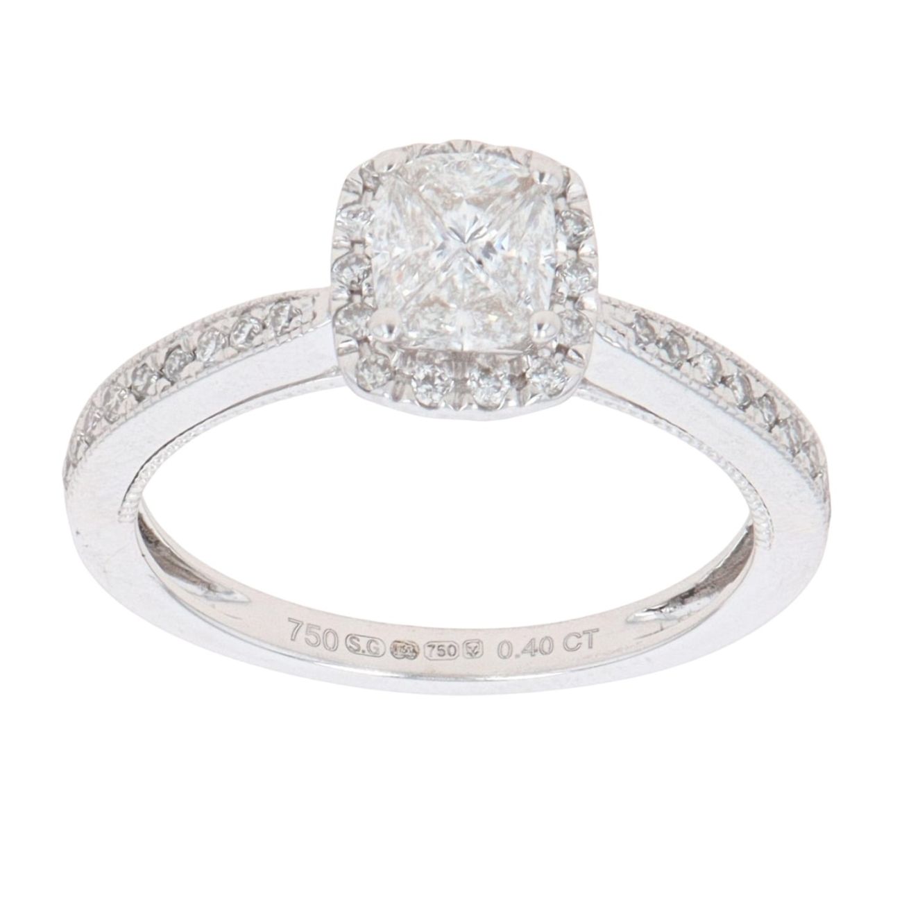 18ct White Gold 0.40ct Brilliant And Pie Cut Diamond Cluster Ring