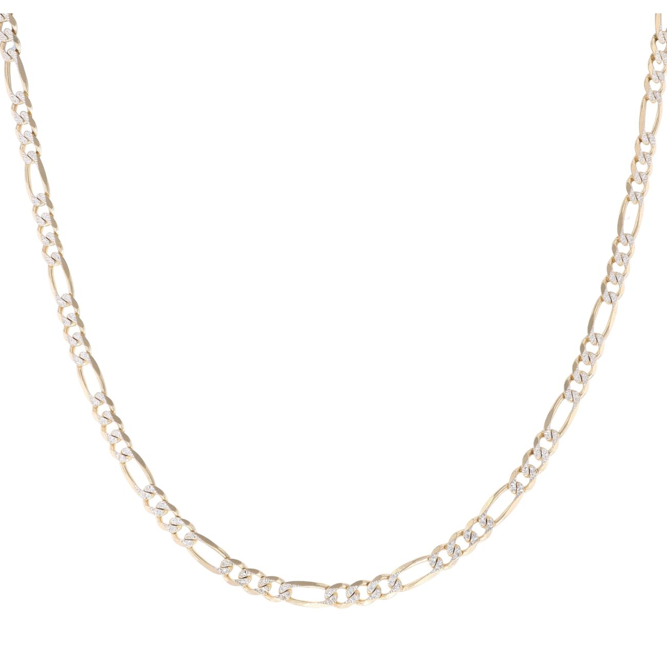 9ct Yellow and White Gold Diamond Cut Figaro Chain 16"