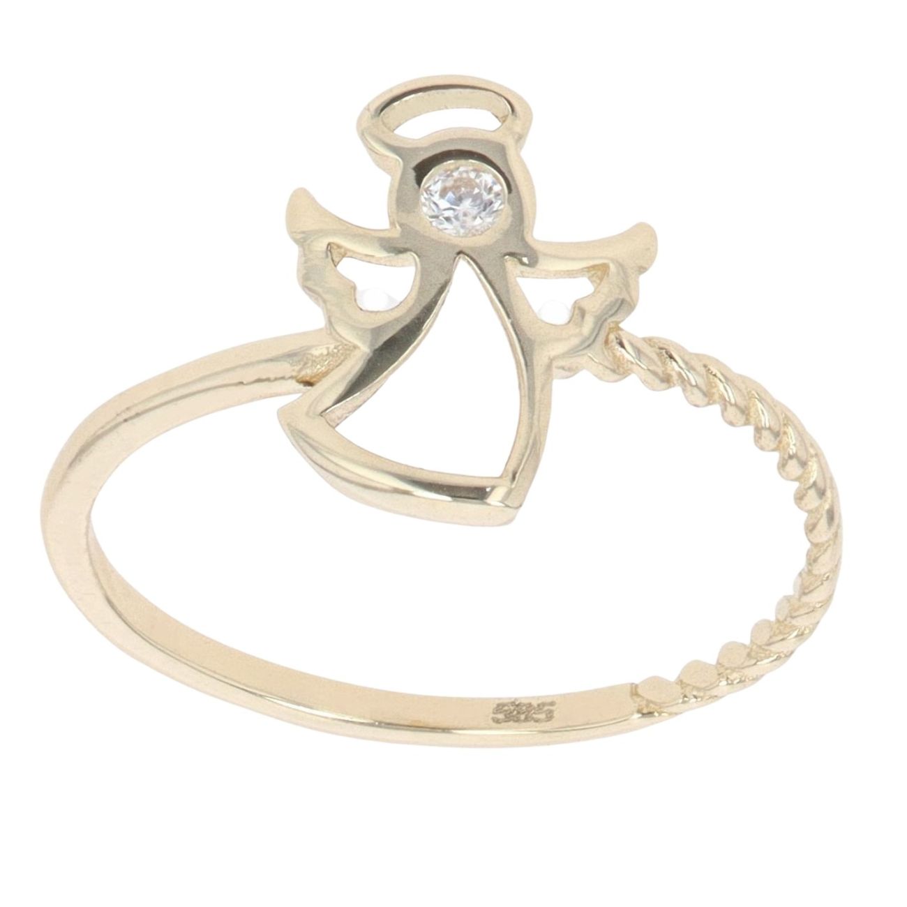 Children's 14ct Yellow Gold Cubic Zirconia Angel Ring