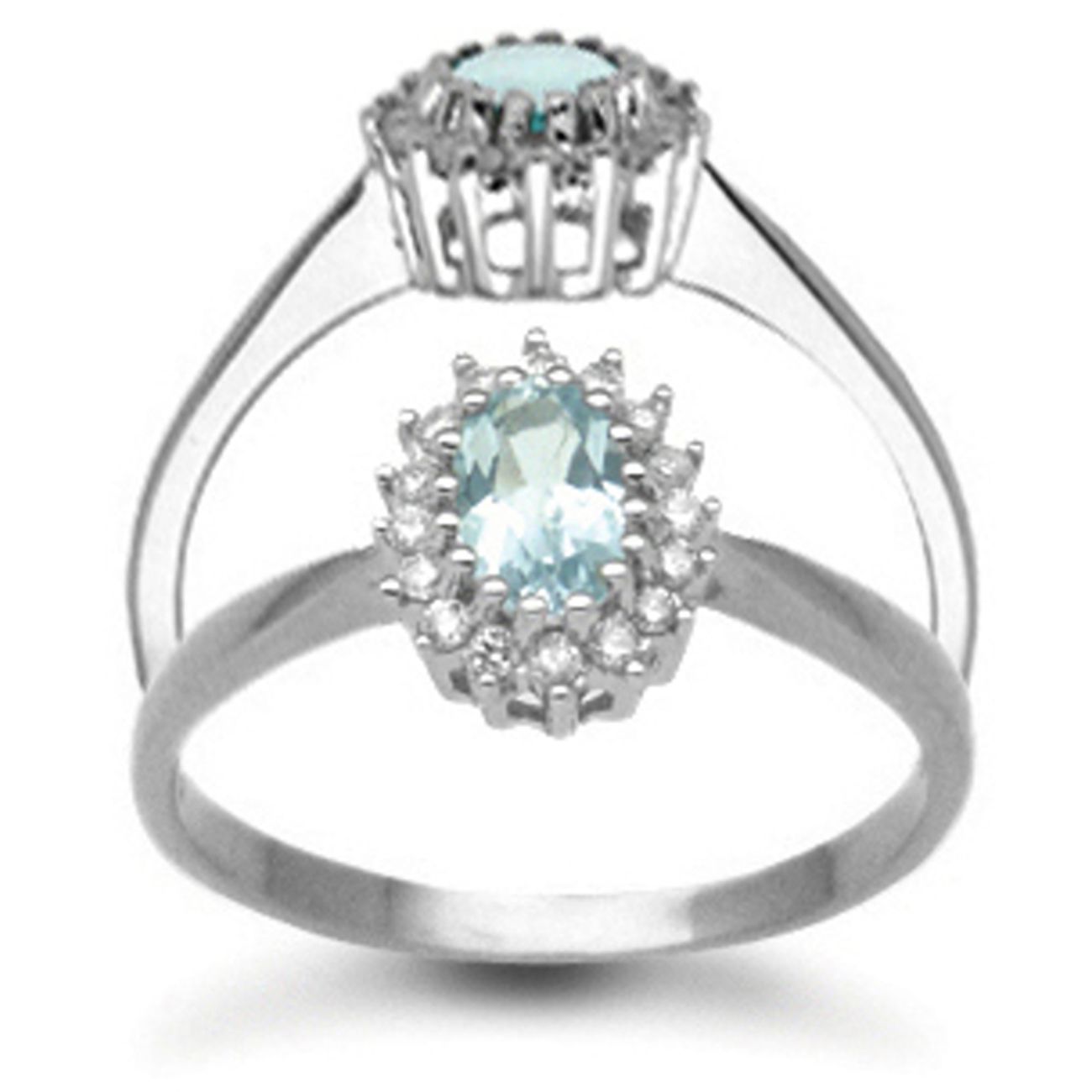 9 Carat White Gold 0.12pts Diamond & Blue Topaz Ring