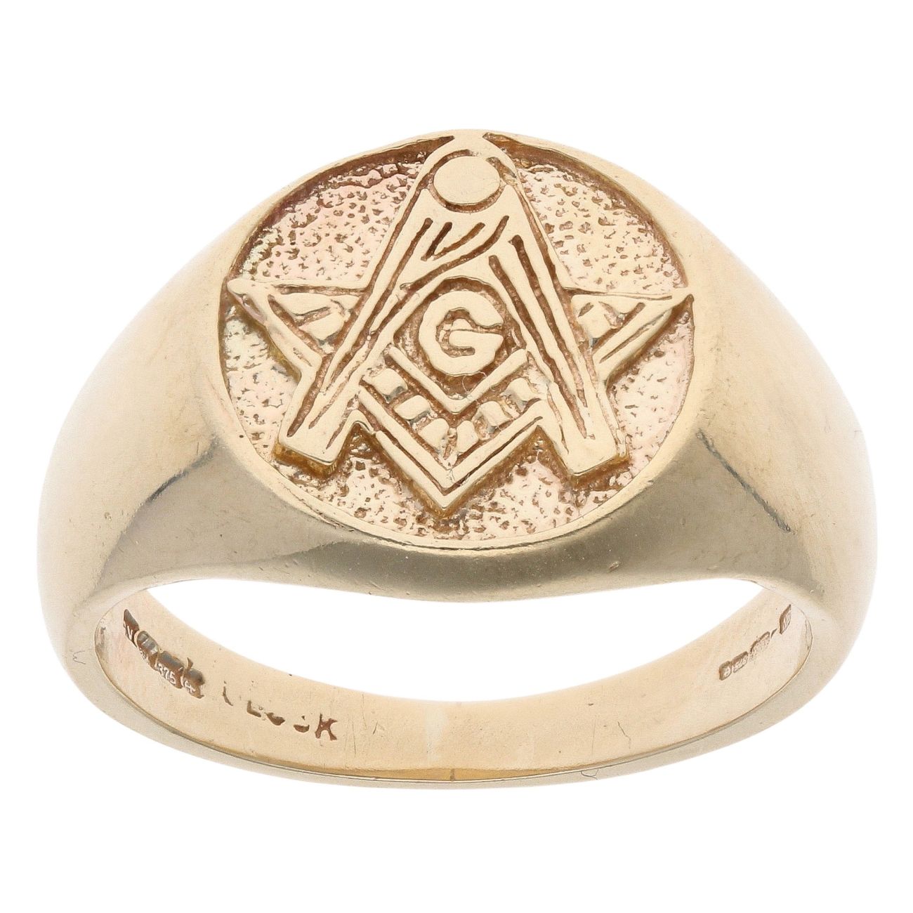 9ct Yello Gold Masonic Circular Signet Ring