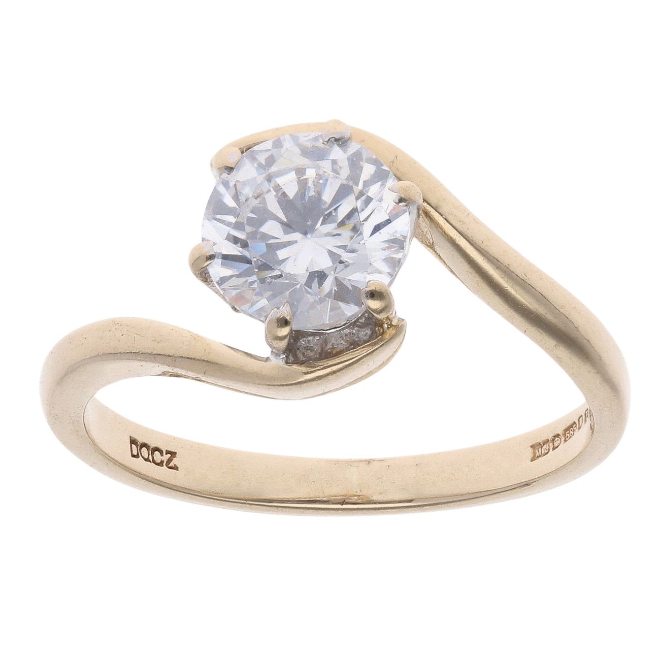 14ct Yellow Gold Cubic Zirconia Solitaire Ring