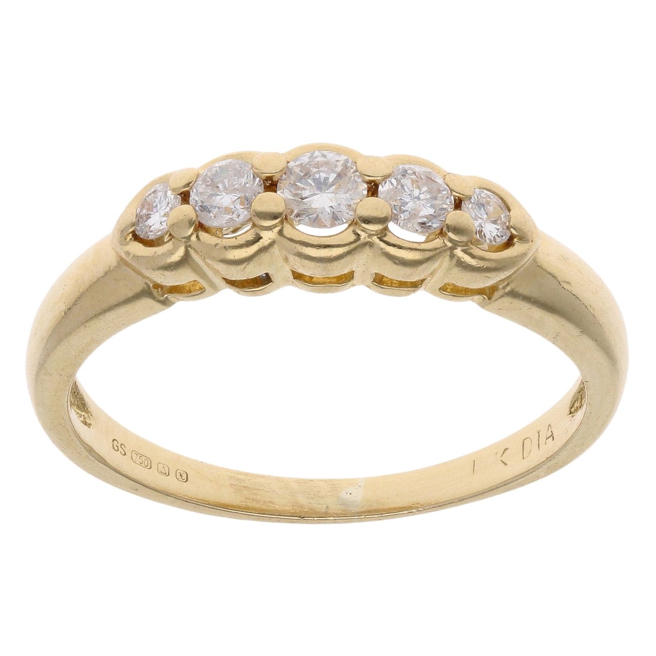 18ct Yellow Gold 0.25ct Diamond Five Stone Ring