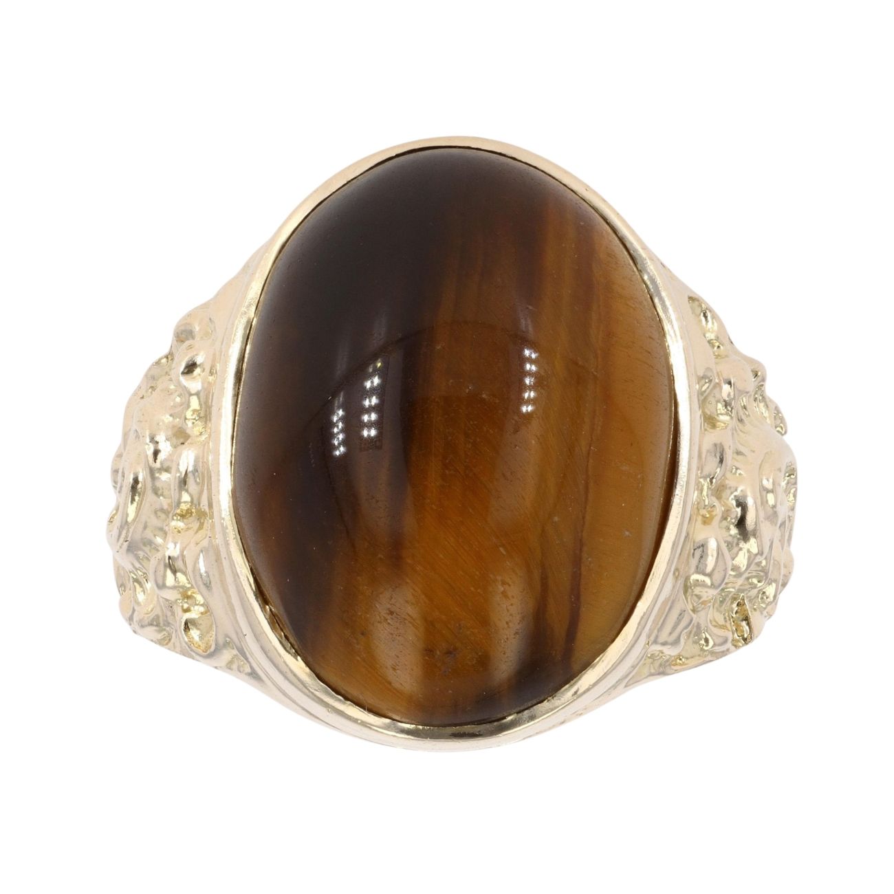 9ct Yellow Gold Tiger Eye Patterned Signet Ring