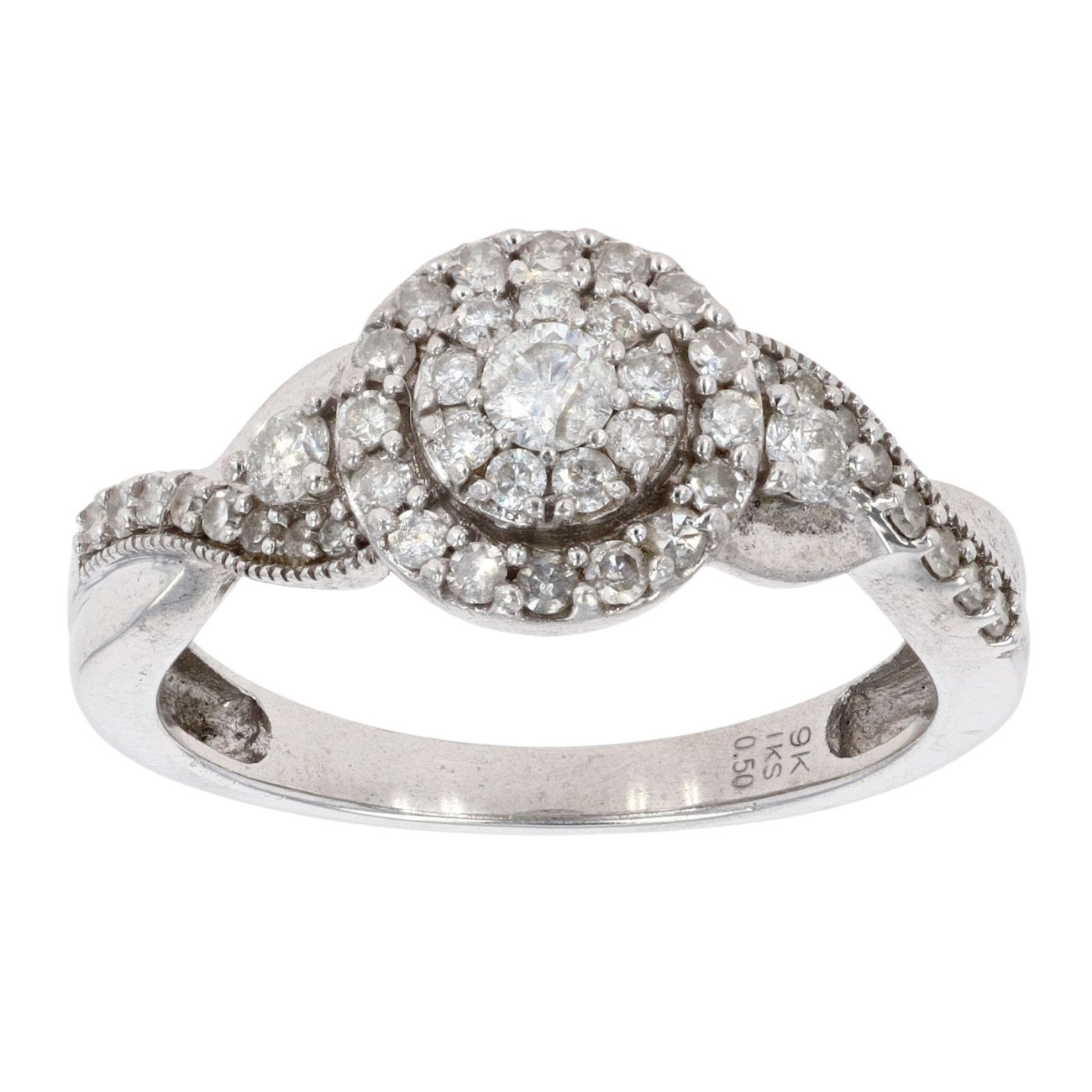 9ct White Gold 0.50ct Diamond Cluster Ring