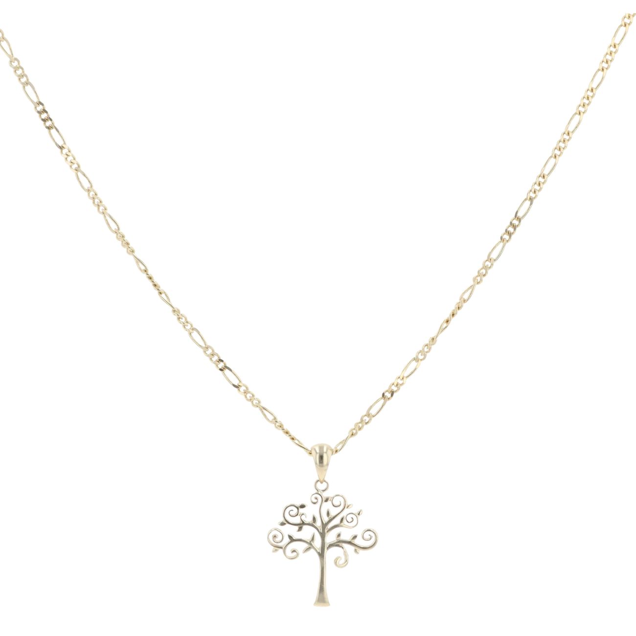 9ct Yellow Gold Tree Pendant And Chain 20"