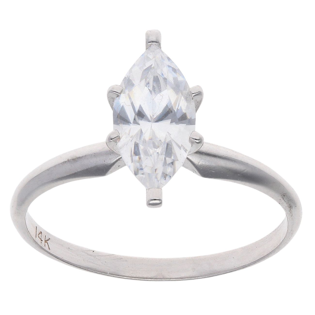 14ct White Gold Cubic Zirconia Solitaire Ring