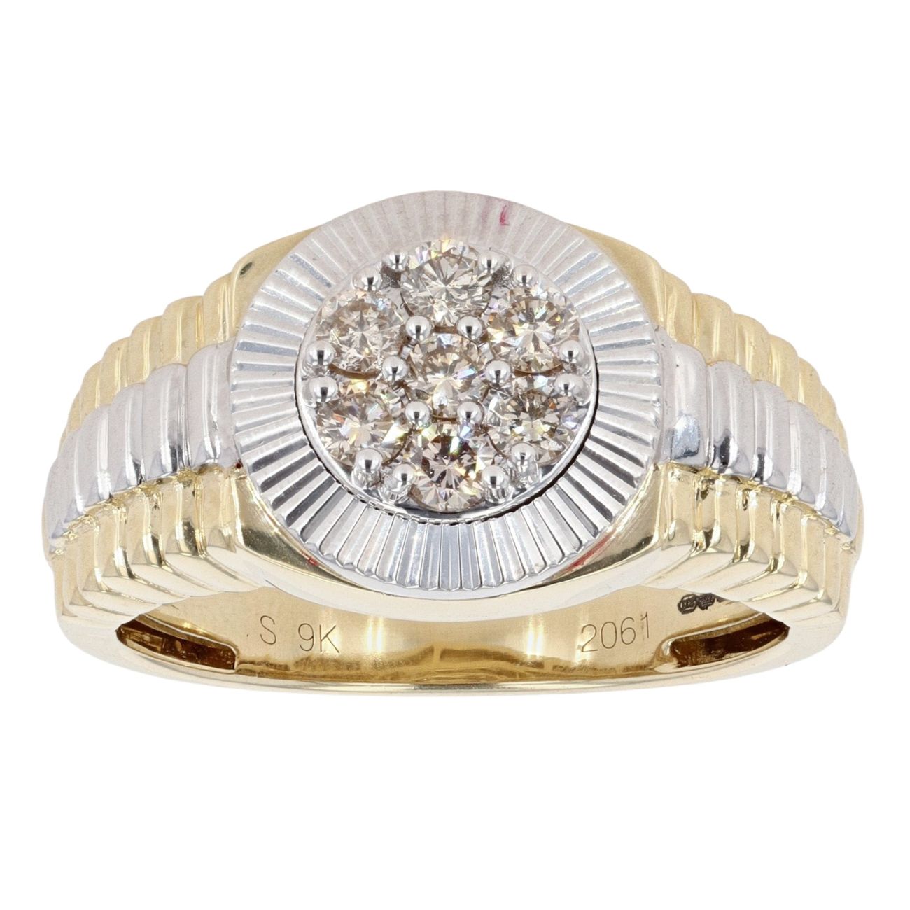 9ct Yellow and White Gold Diamond Signet Ring