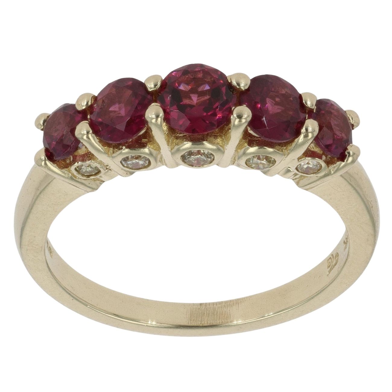 9ct Yellow Gold 0.15ct Diamond And Garnet Ring