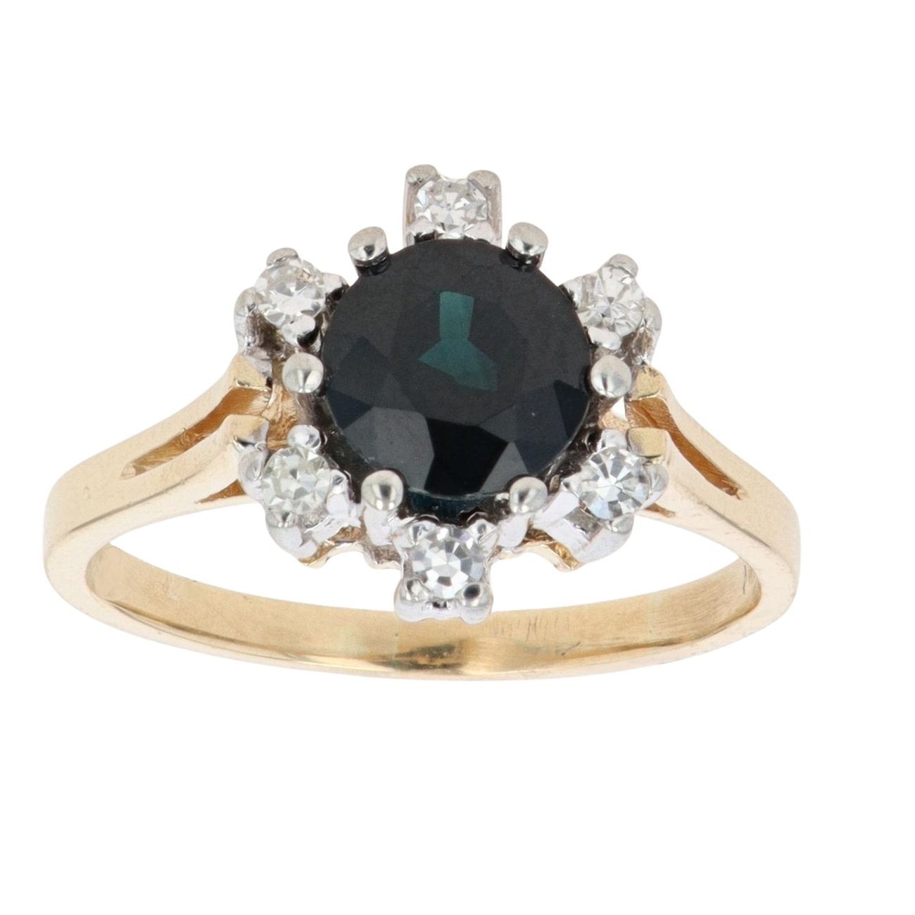 18ct Yellow Gold 0.15ct Diamond and Sapphire Cluster Ring