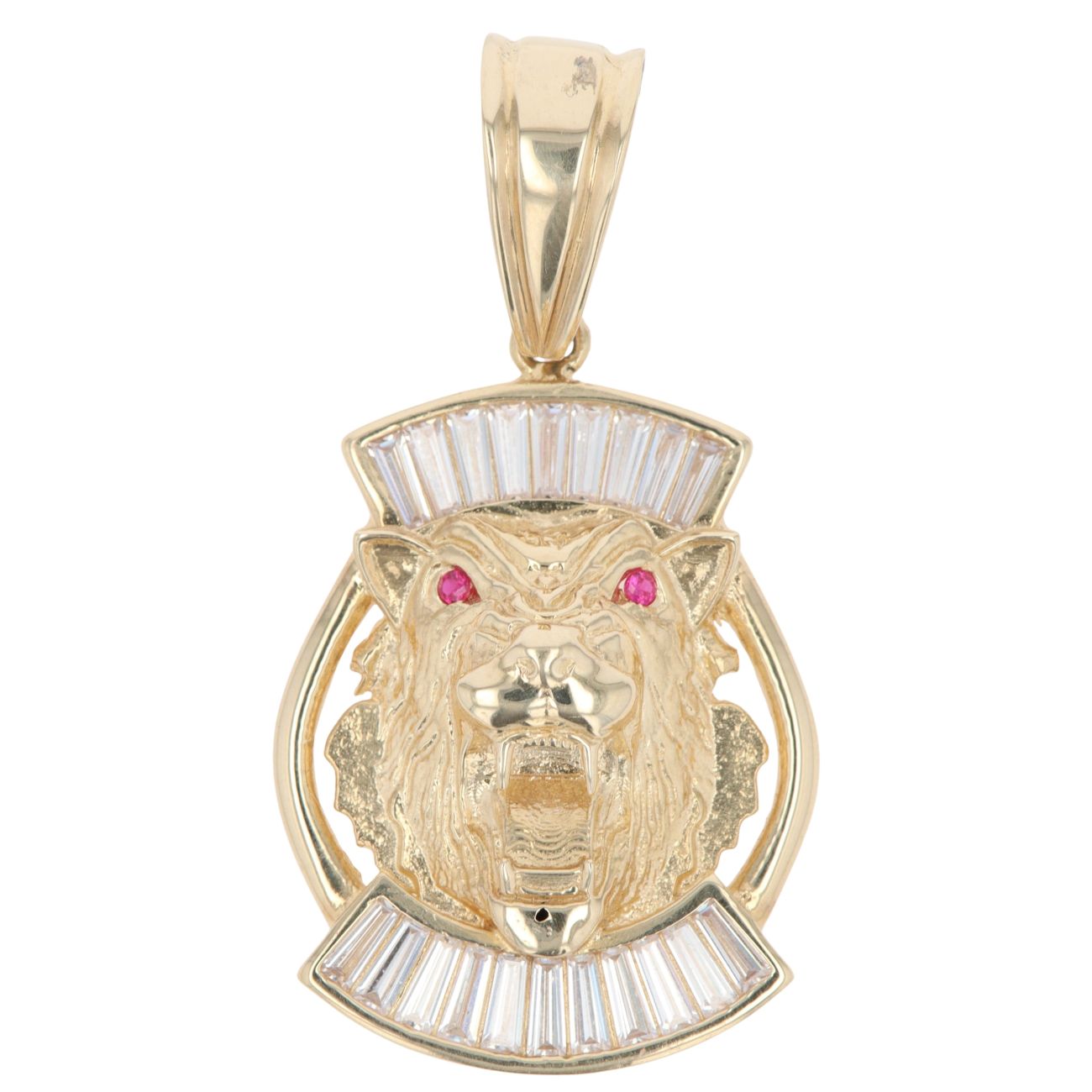 14ct Yellow Gold Cubic Zirconia And Pink Gemstone Tiger Pendant
