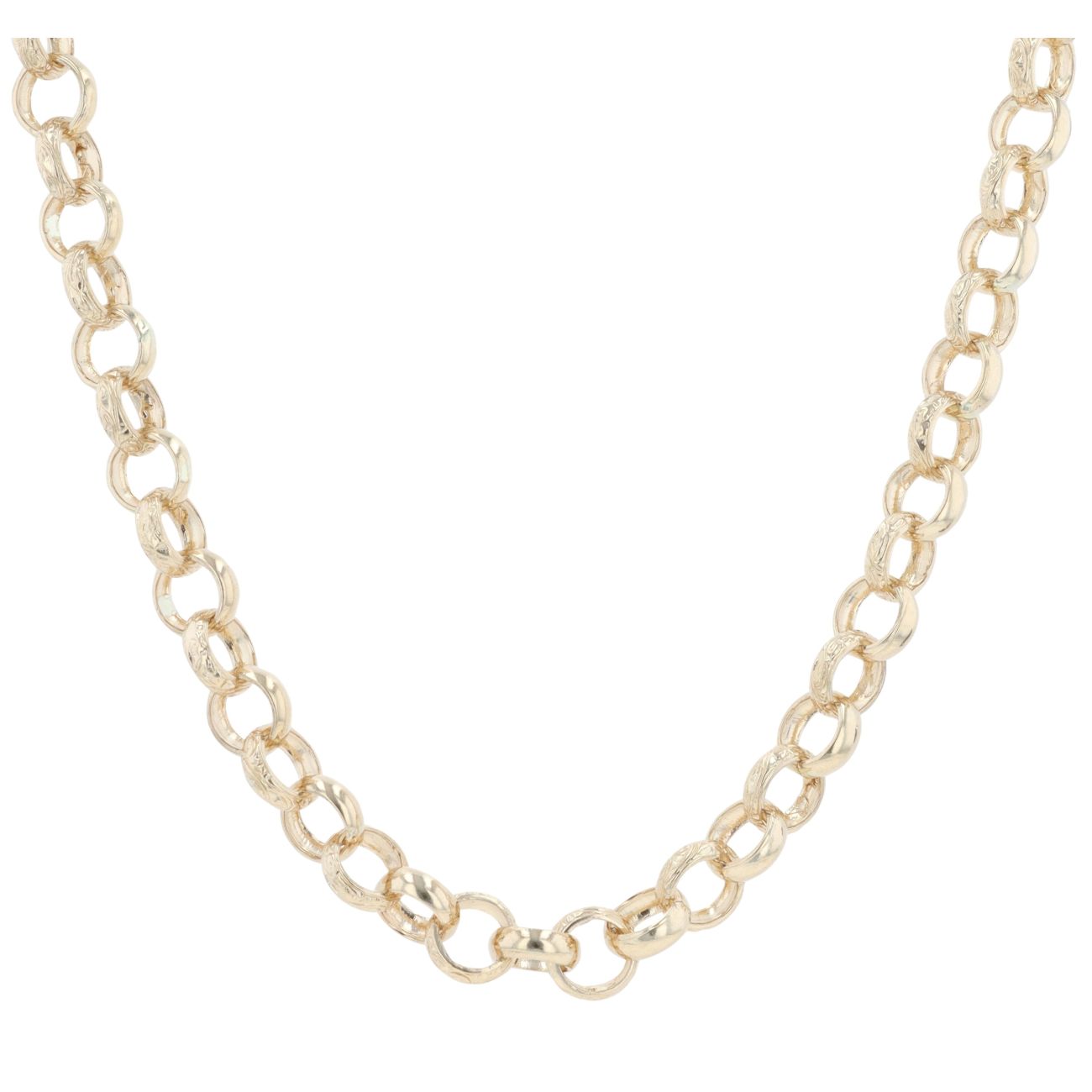 9ct Yellow Gold Patterned And Plain Belcher Chain 26"