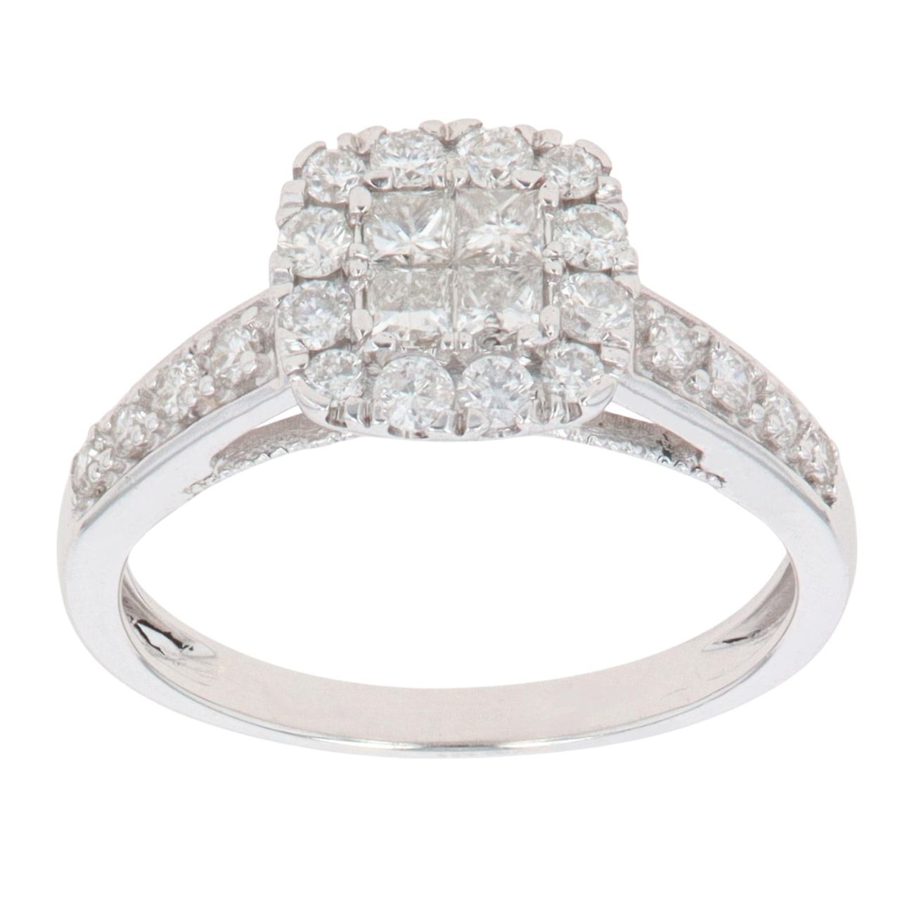 9ct White Gold 0.66ct Diamond Cluster Ring