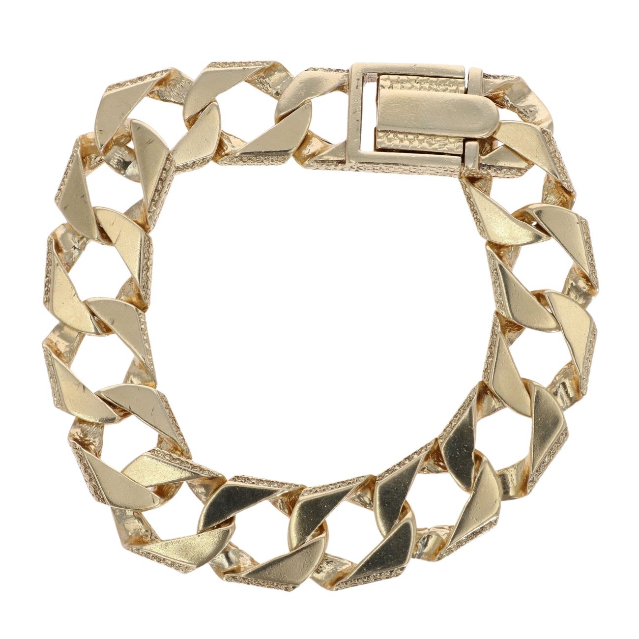 9ct Yellow Gold Textured Curb Bracelet 9"