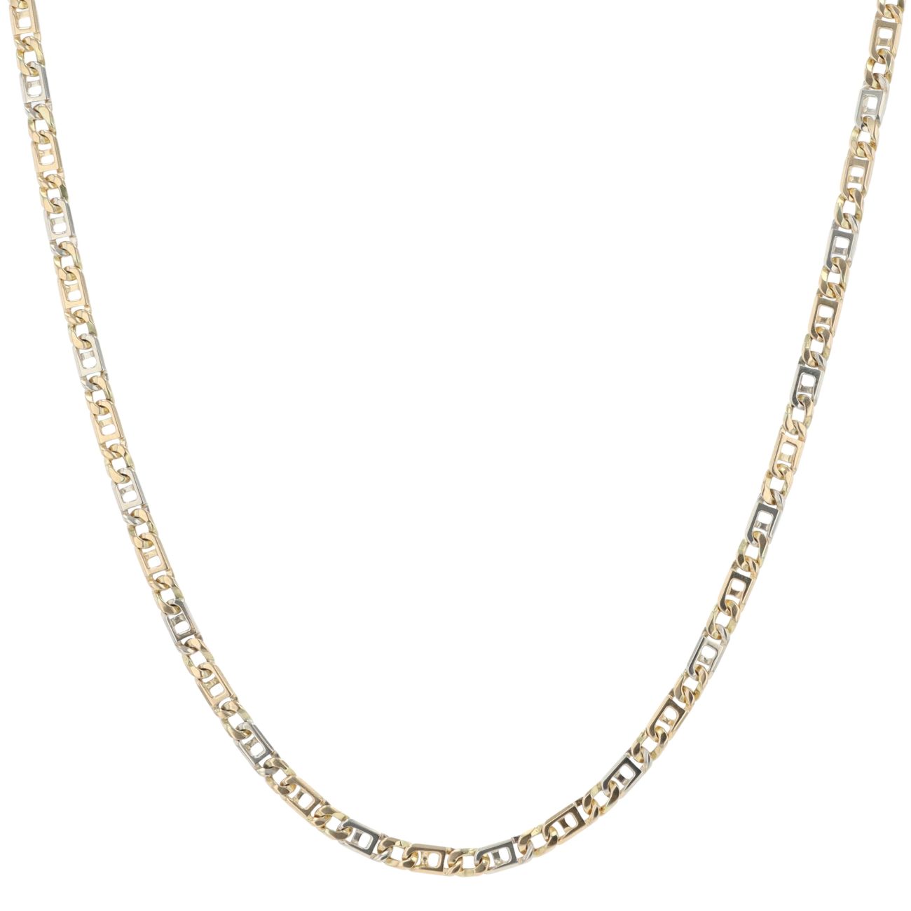 18ct Yellow And White Gold Fancy Chain 20"