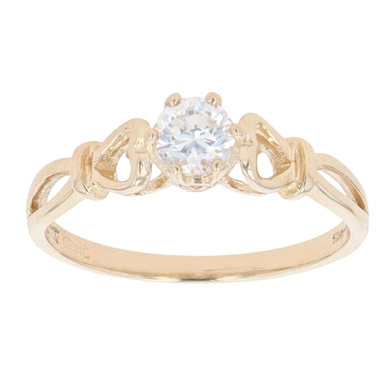 14ct Yellow Gold Cubic Zirconia Solitaire Ring