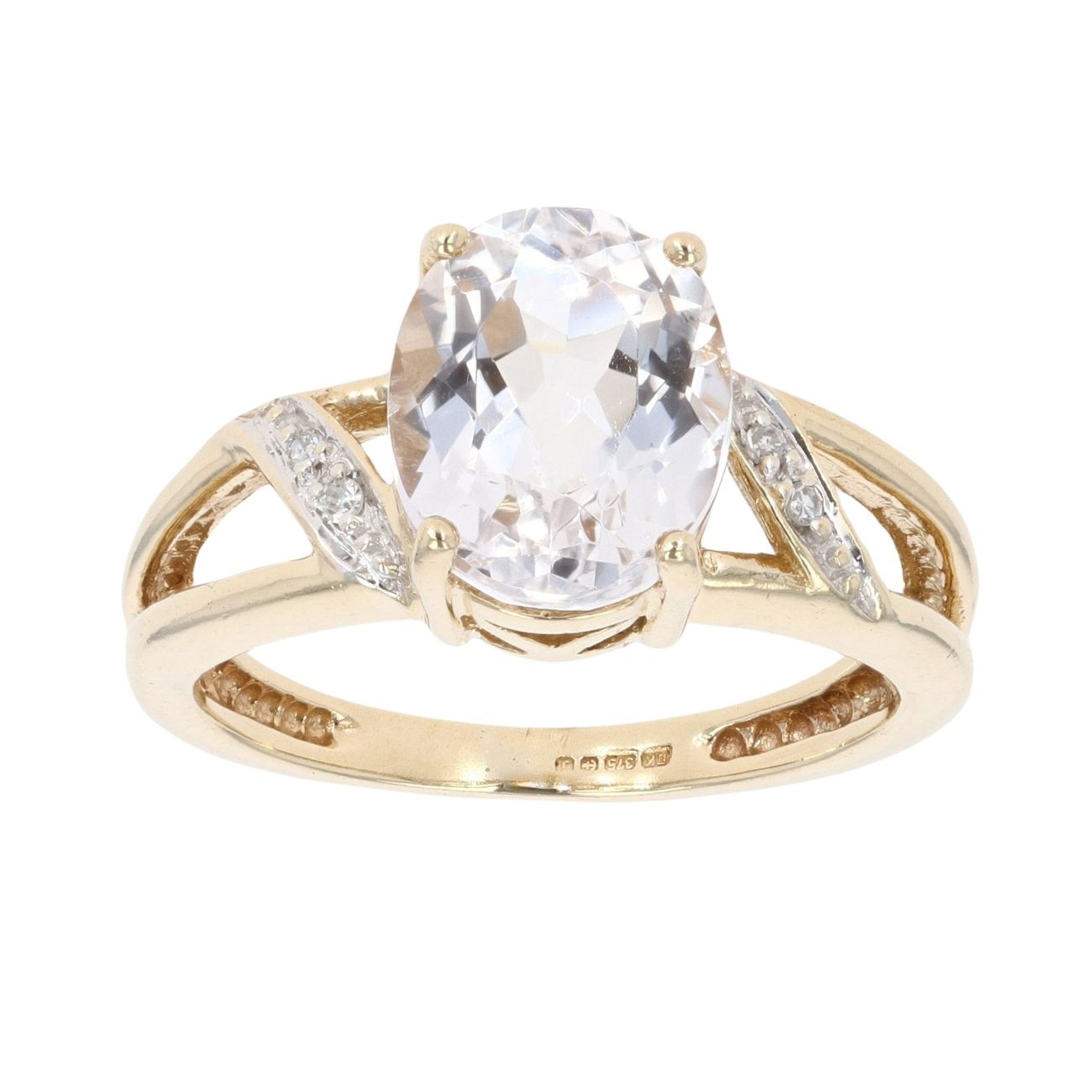 9ct Yellow Gold 0.02ct Diamond And Morganite Ring