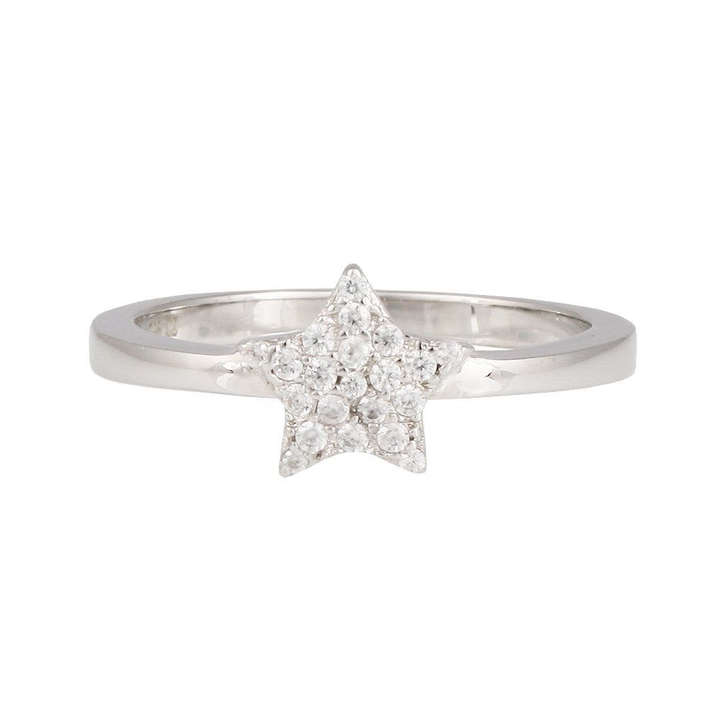 Sterling Silver Pavé Cubic Zirconia Star Ring