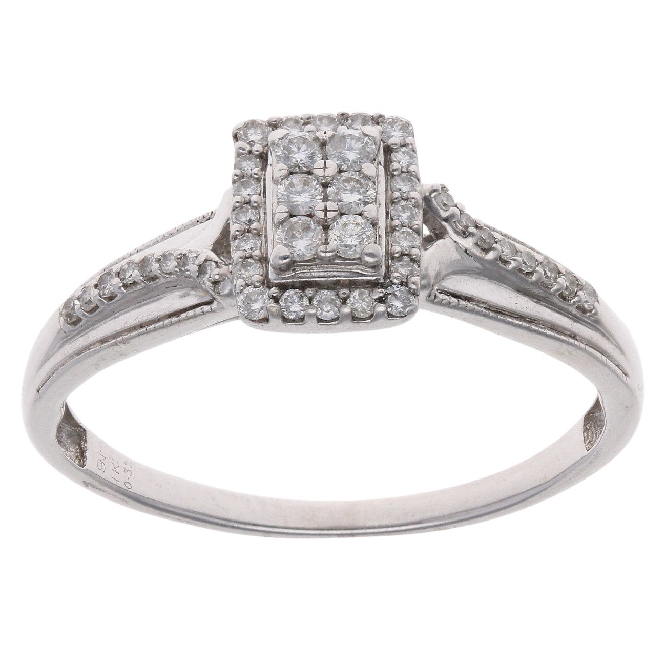 9ct White Gold 0.32ct Brilliant Cut Diamond Cluster Ring