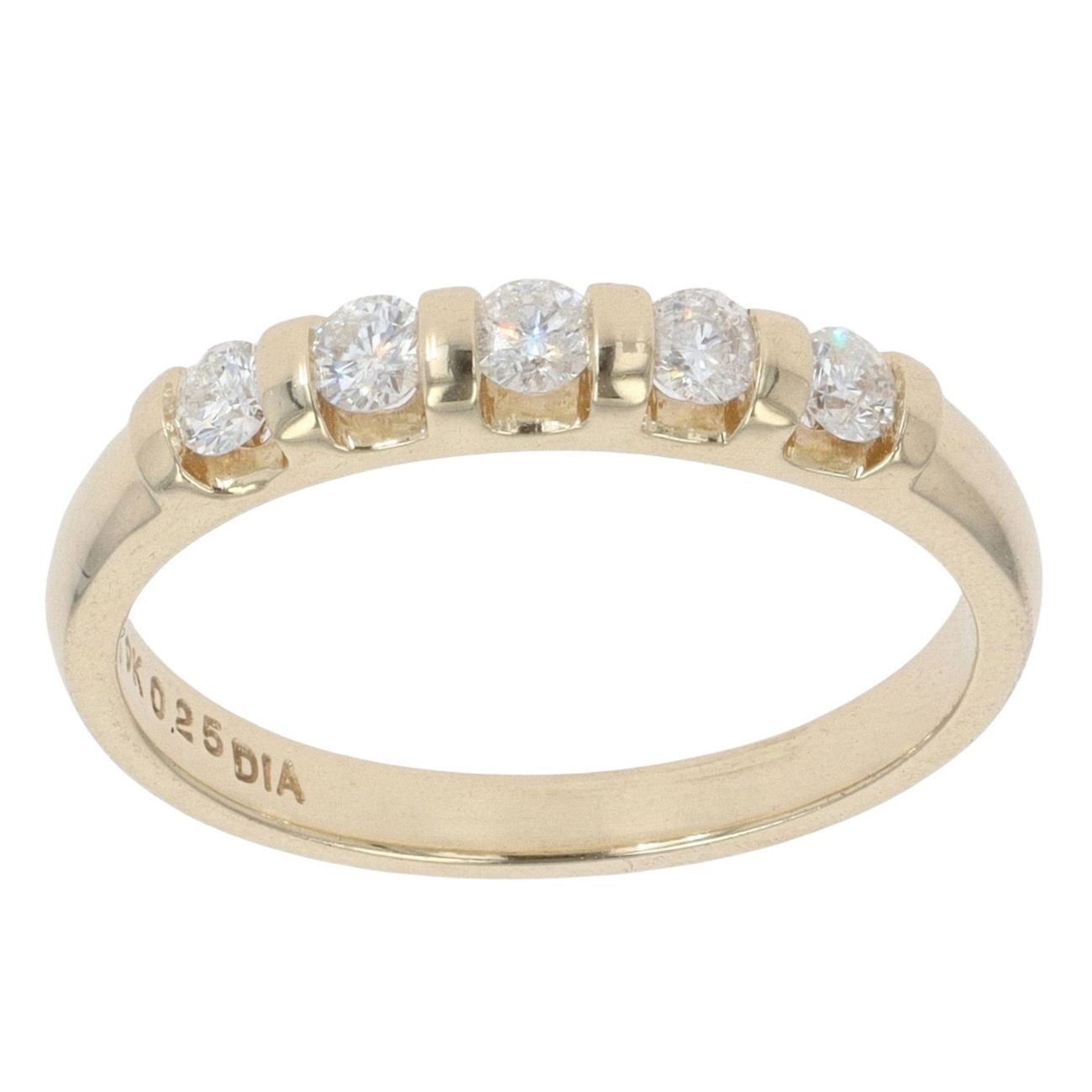 9ct Yellow Gold 0.25ct Diamond Five Stone Ring