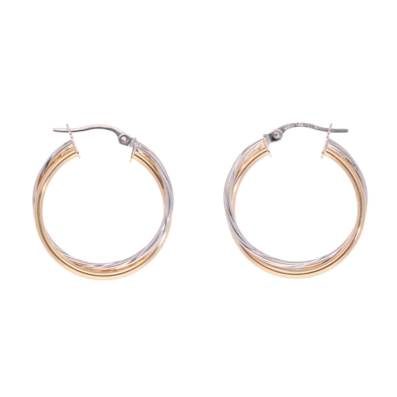9ct Yellow And White Gold Hoop Earrings