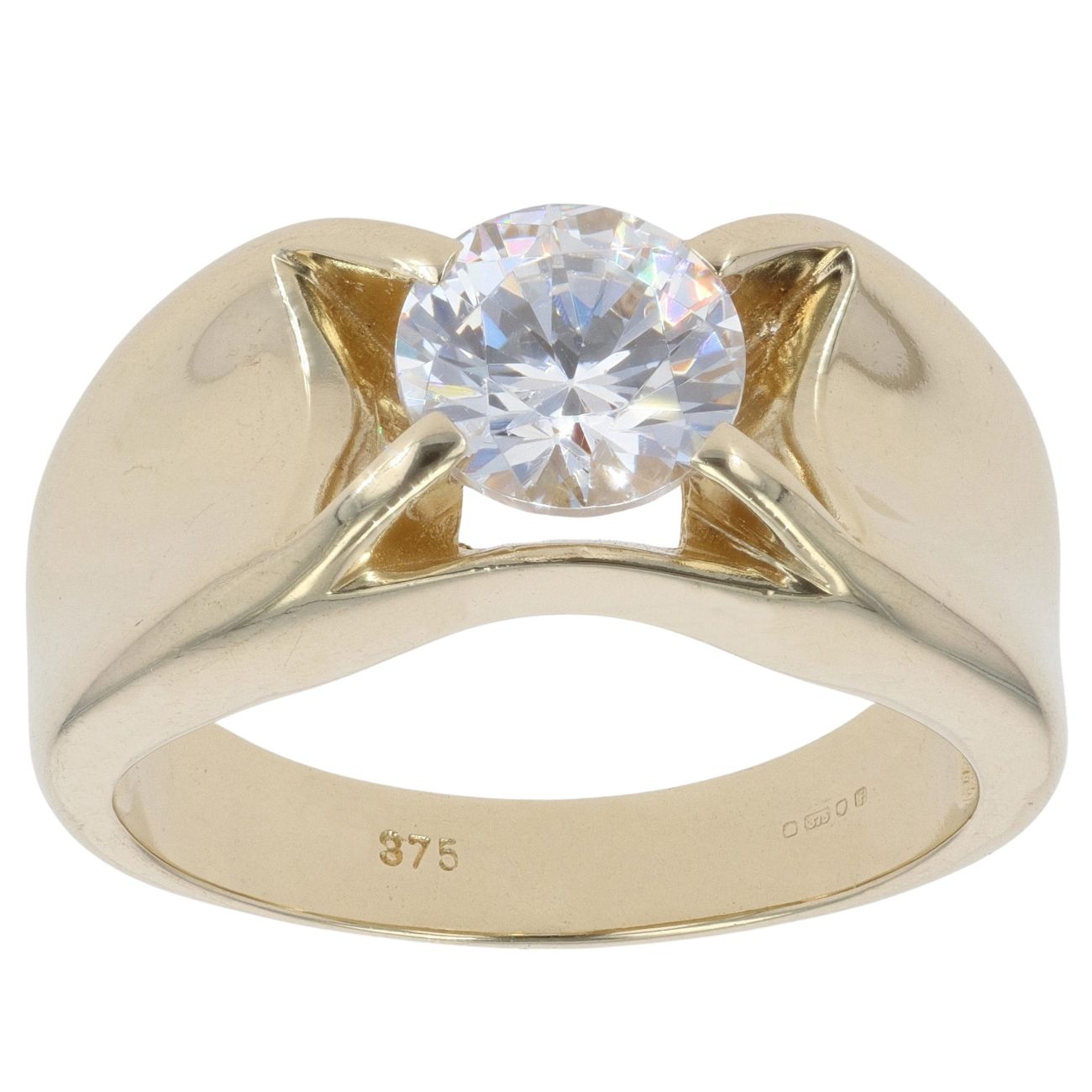 9ct Yellow Gold Cubic Zirconia Signet Ring