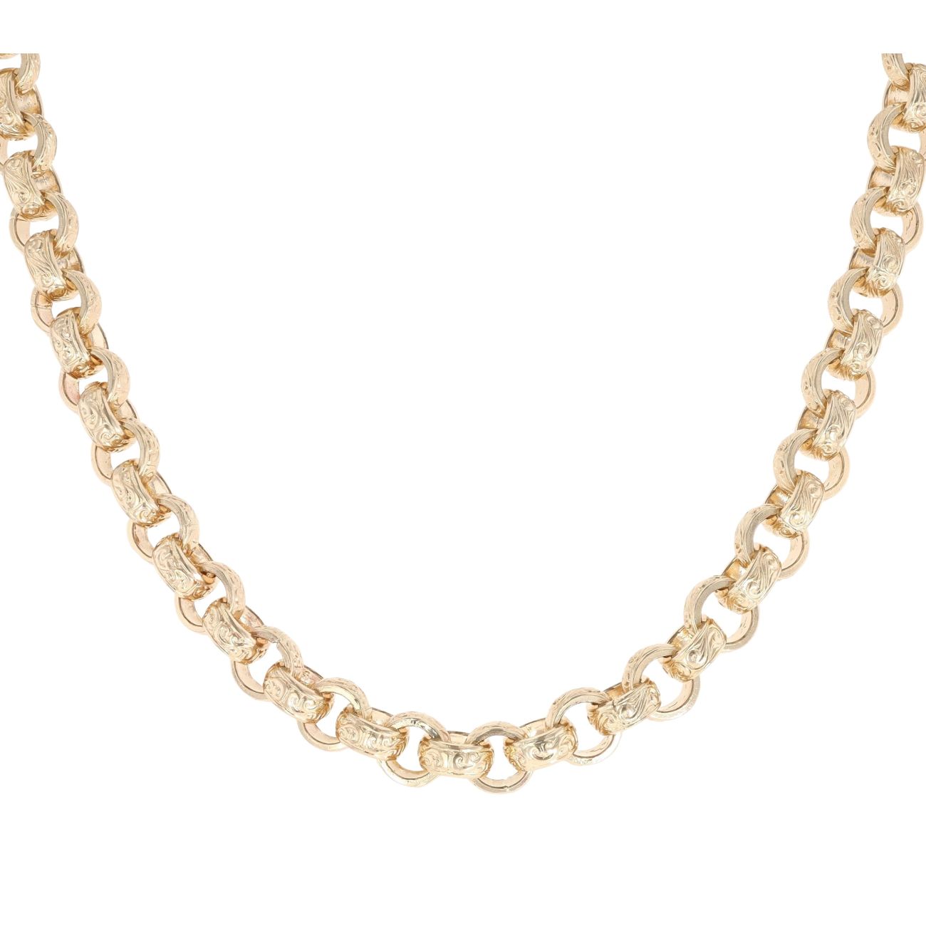 9ct Yellow Gold Patterned Belcher Chain 24"