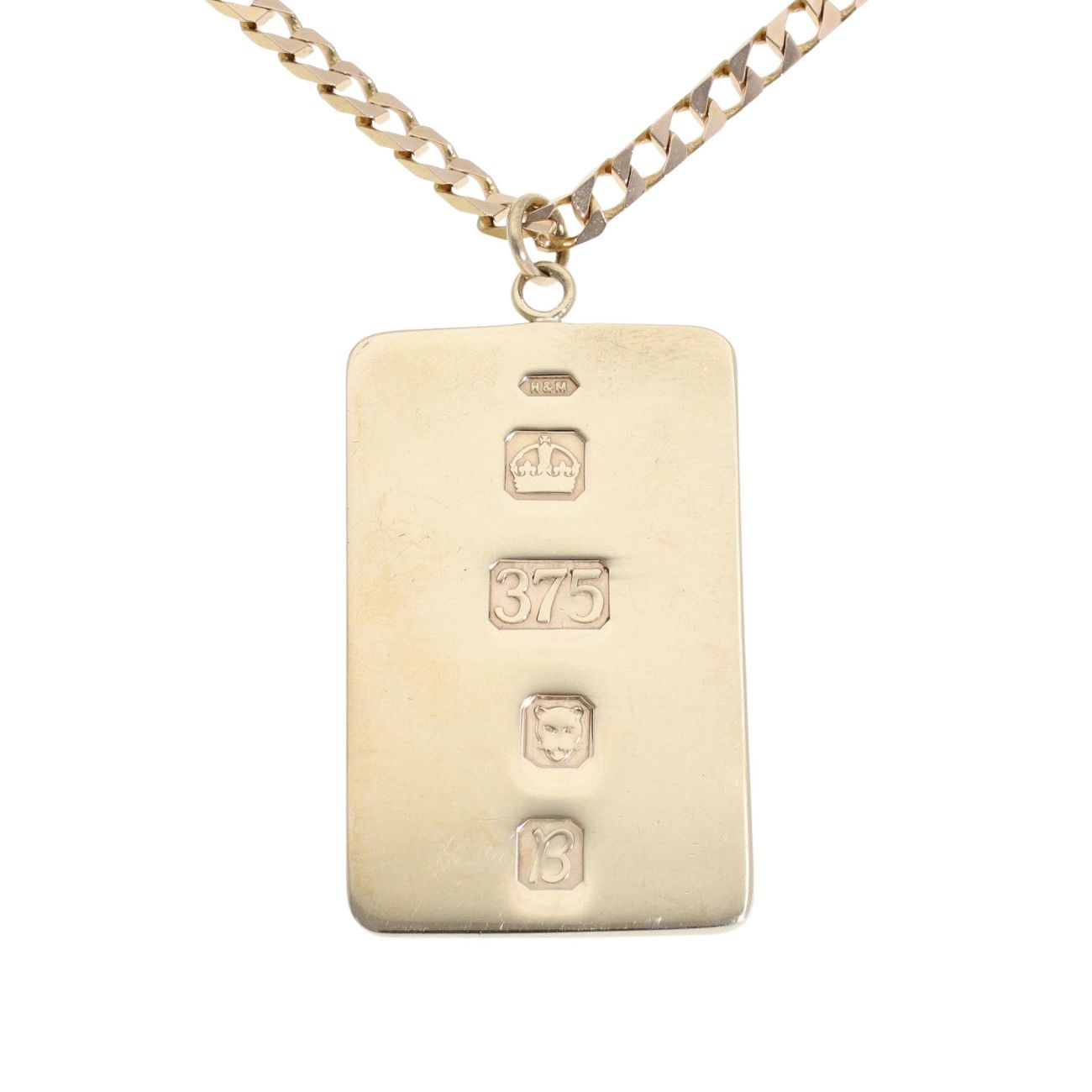 9ct Yellow Gold Ingot Pendant and Chain 20"