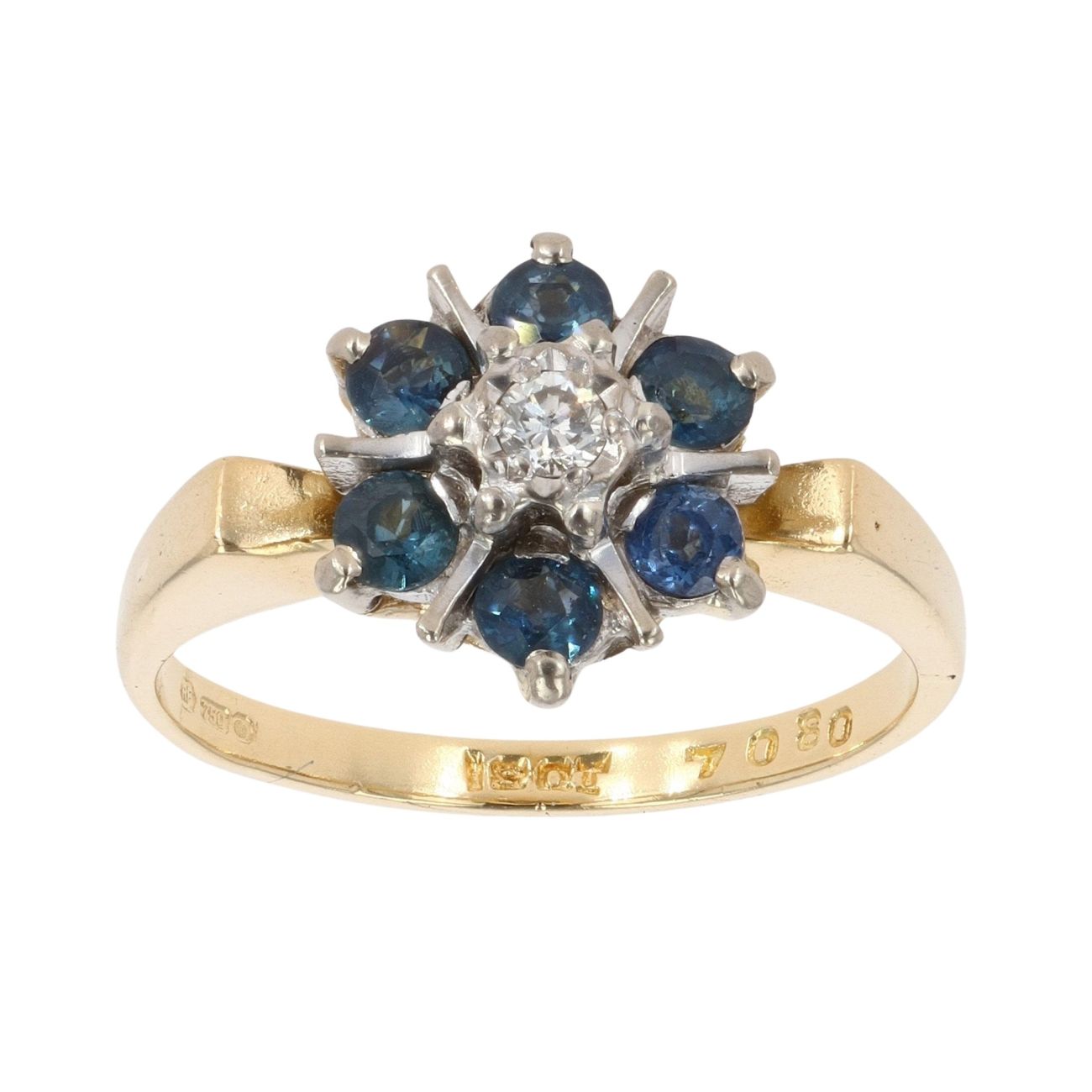 18ct Yellow Gold 0.10ct Diamond And Sapphire Ring