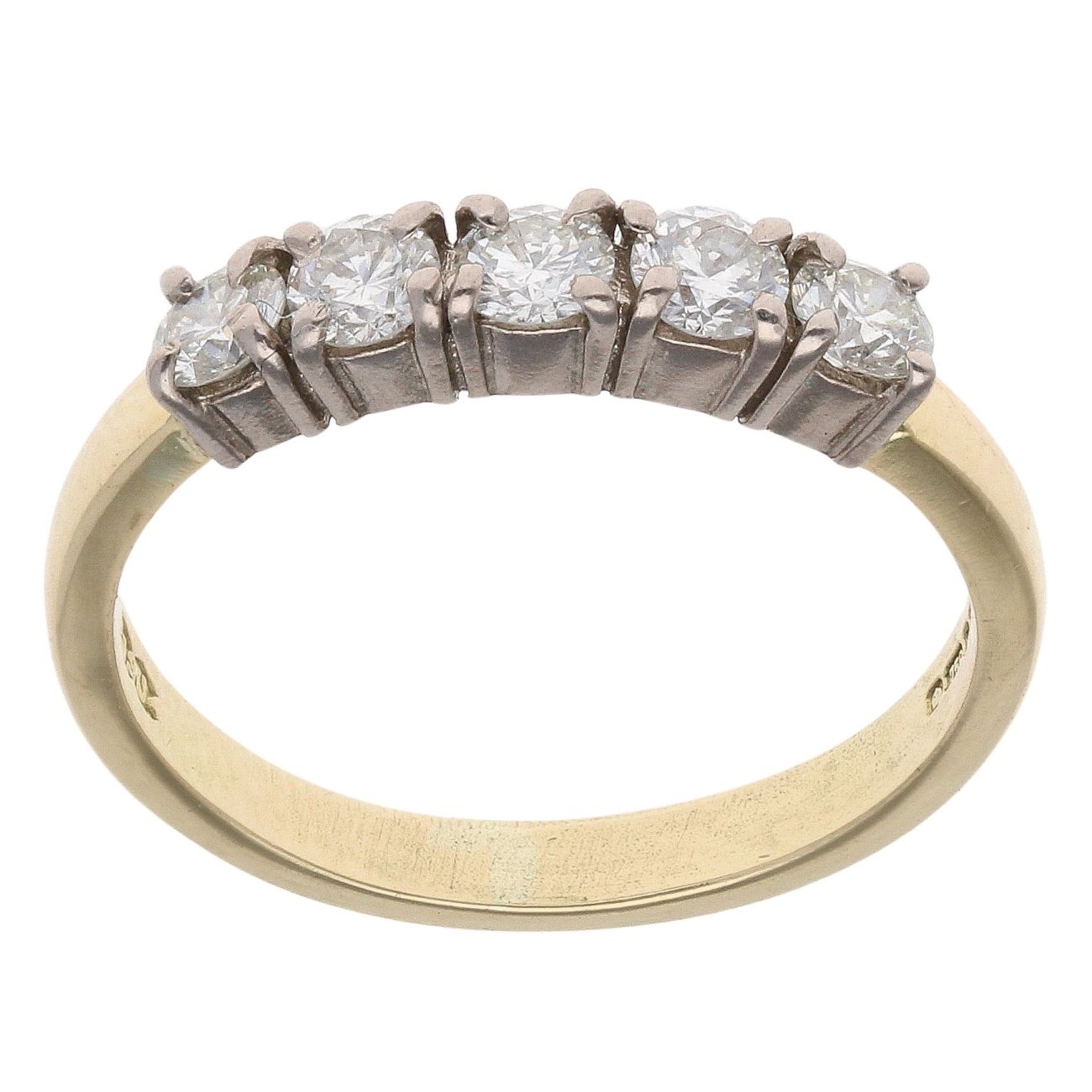 18ct Yellow Gold 0.50ct Brilliant Cut Five Stone Diamond Ring