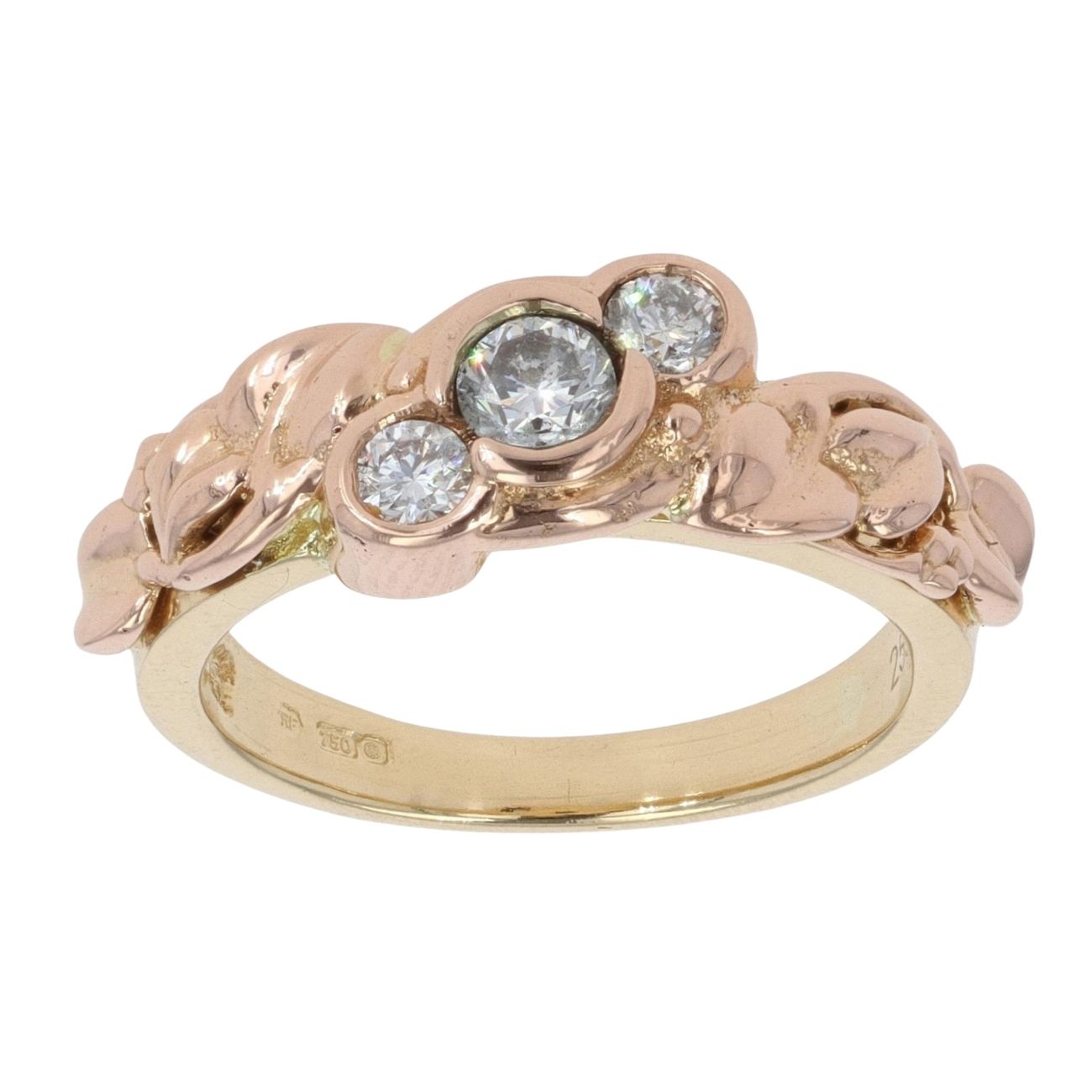 9ct Yellow And Rose Gold 0.30ct Diamond Trilogy Windsor Clogau Ring