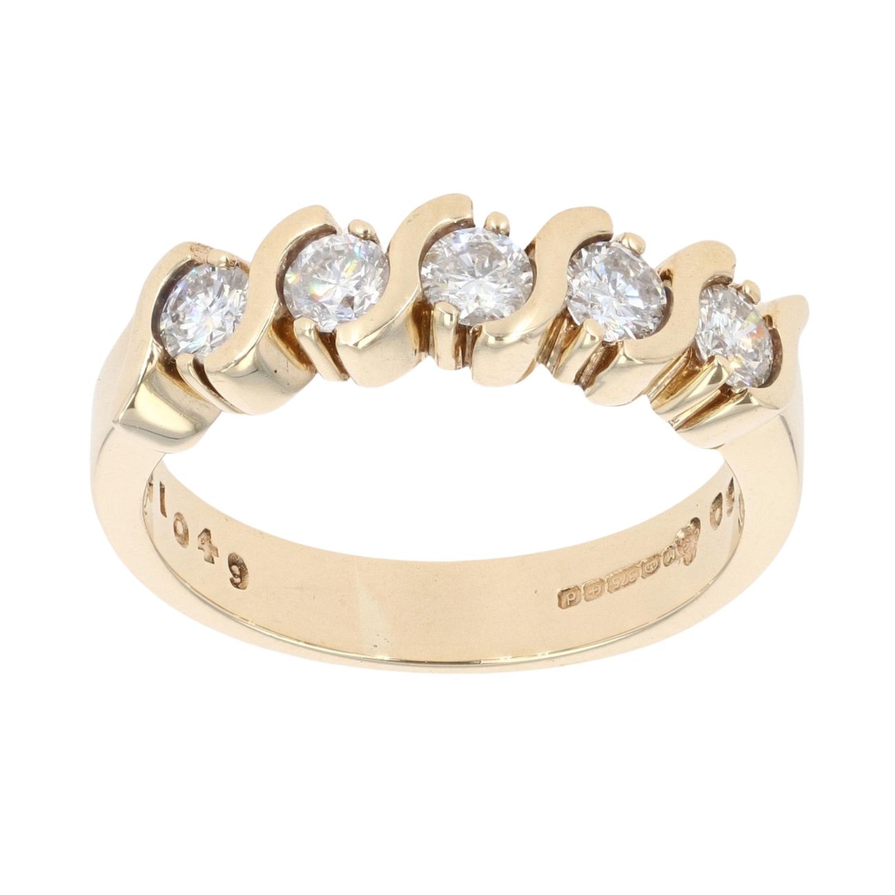 9ct Yellow Gold 0.60ct Diamond Five Stone Ring