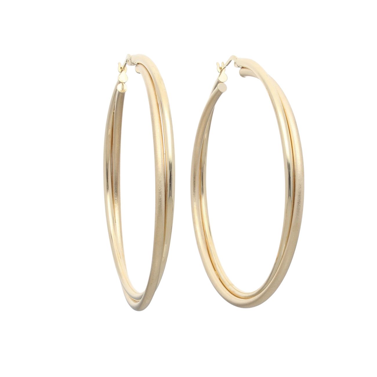 14ct Yellow Gold Polished And Matt Hoop Earrings