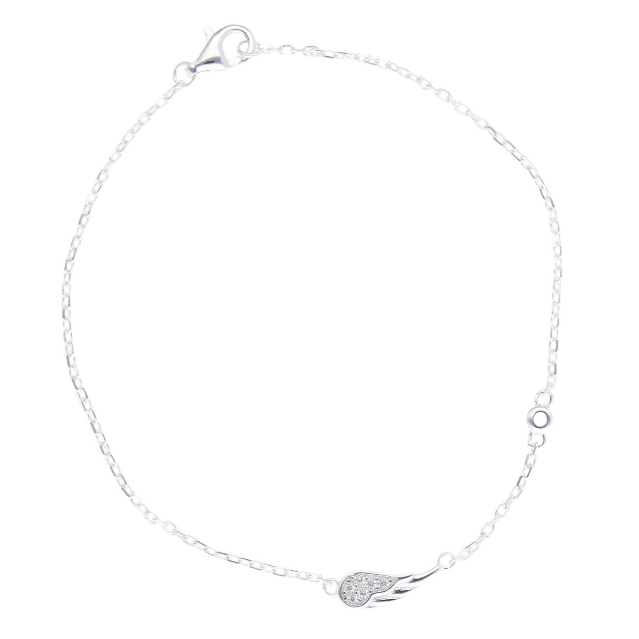 Silver Cubic Zirconia Angel Wing Bracelet 7"