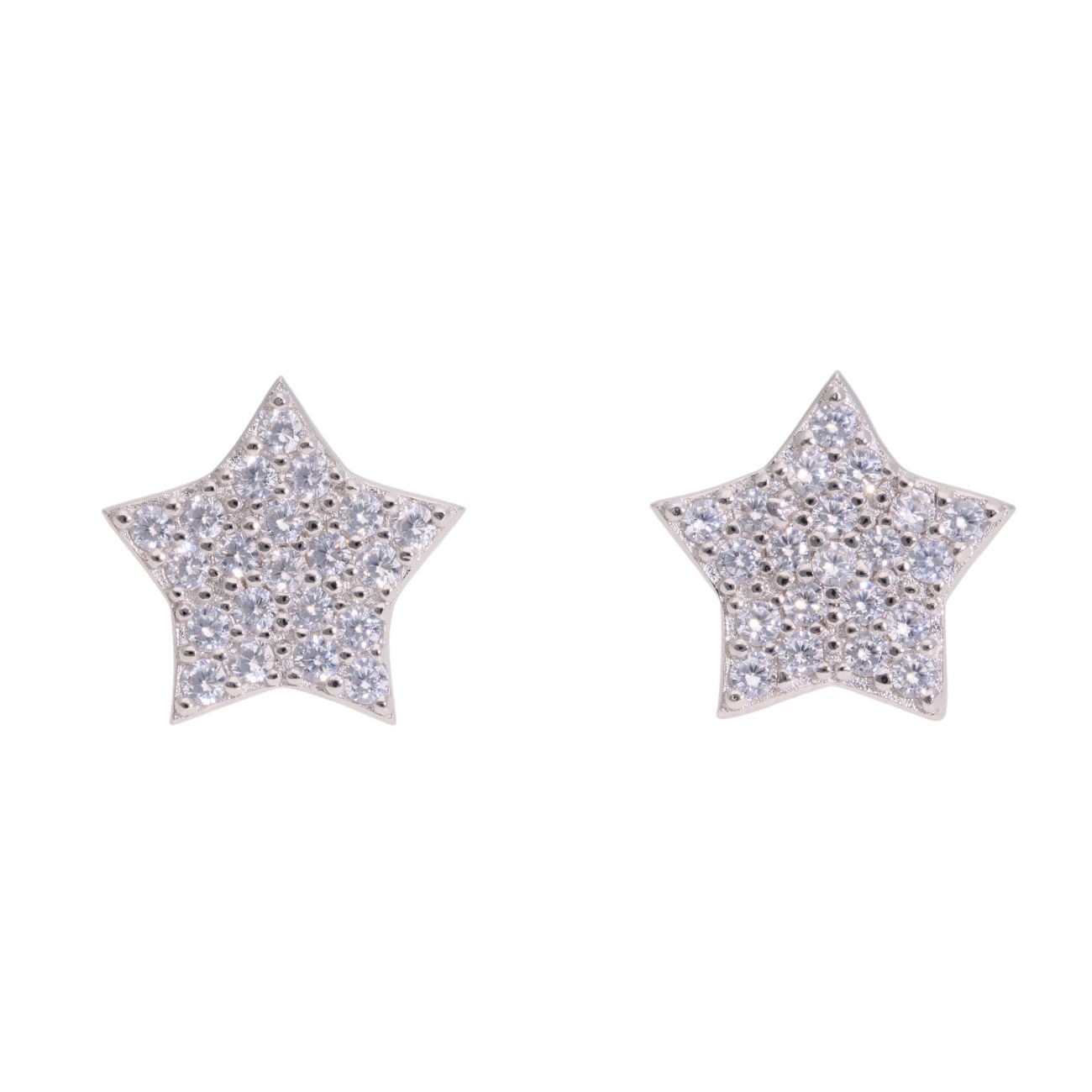 Silver Cubic Zirconia Star Stud Earrings by Icesia