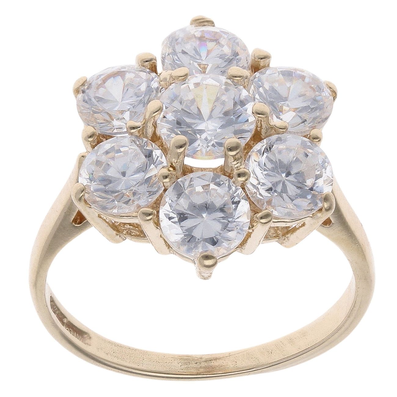 9ct Yellow Cubic Zirconia Cluster Ring