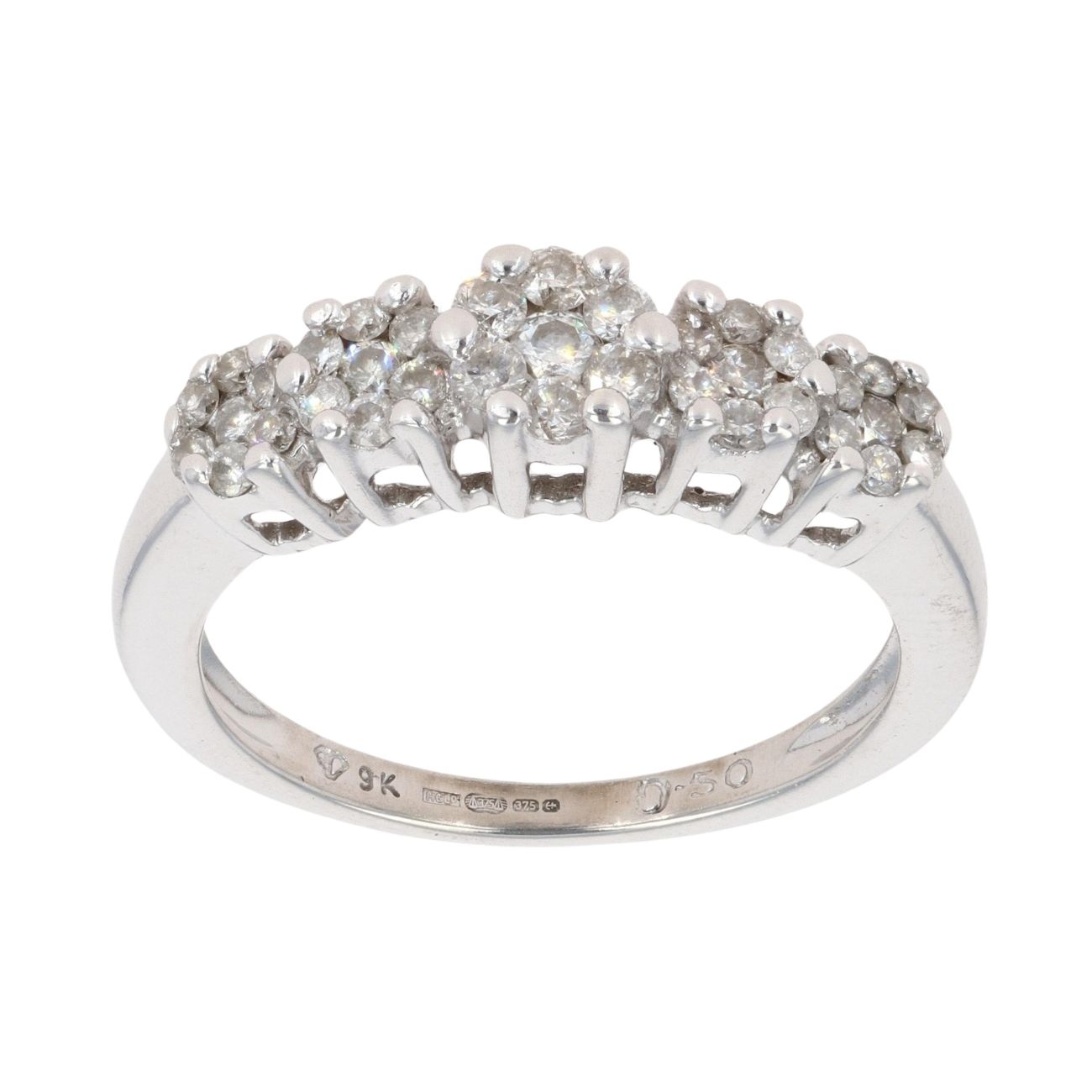 9ct White Gold 0.50ct Brilliant Cut Diamond Cluster Ring