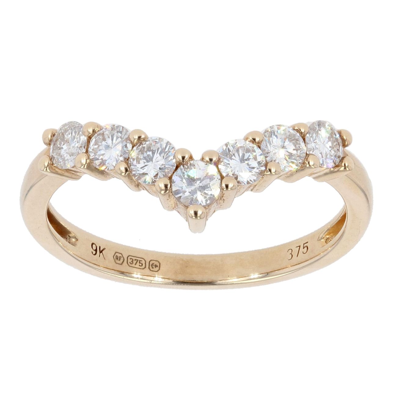 9ct Yellow Gold 0.52cts Diamond Wishbone Ring by Anya Belle