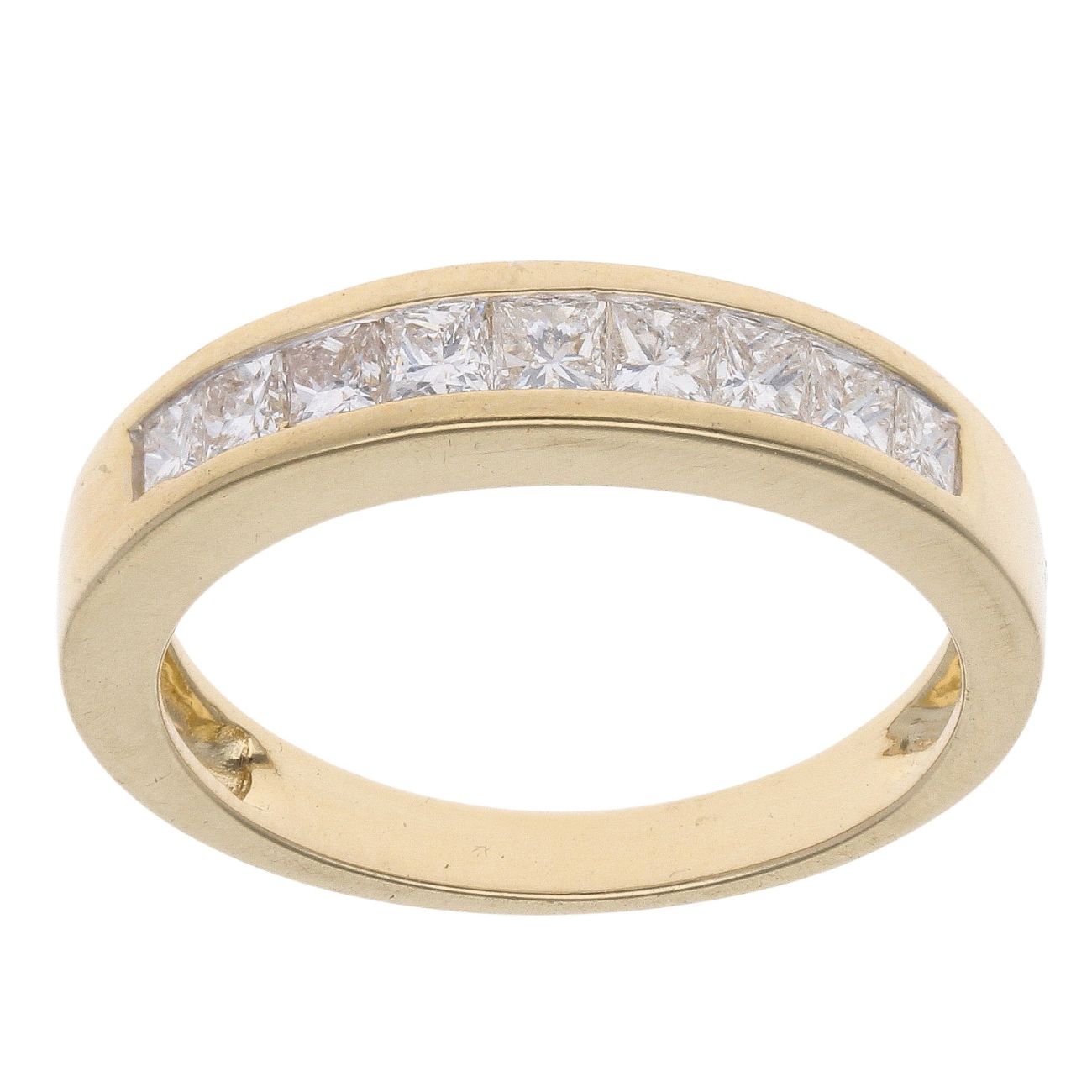 18ct Yellow Gold 0.50ct Princess Cut Diamond Half Eternity Ring