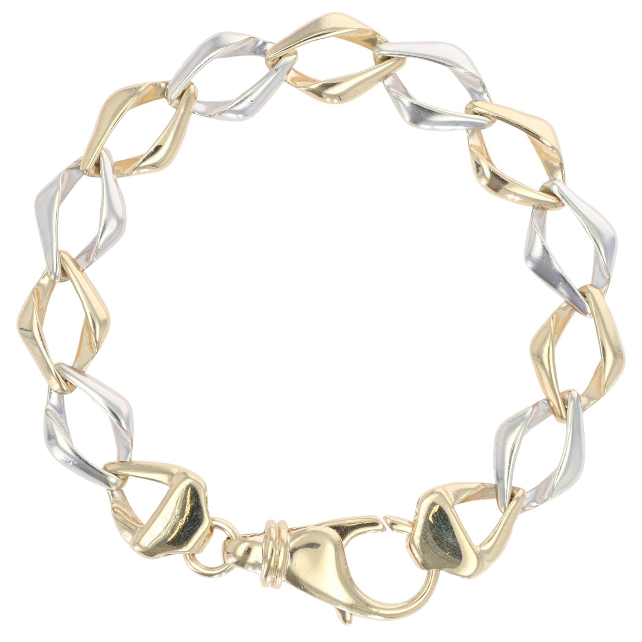 9ct Yellow and White Gold Fancy Bracelet 8"