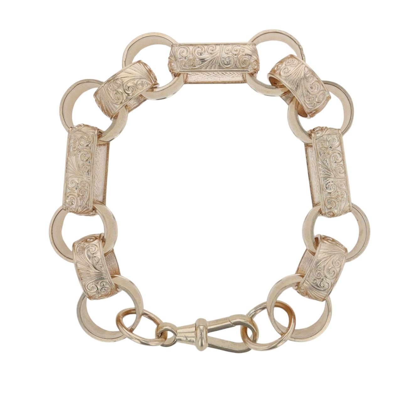 9ct Yellow Gold Patterned Belcher Bracelet 9"