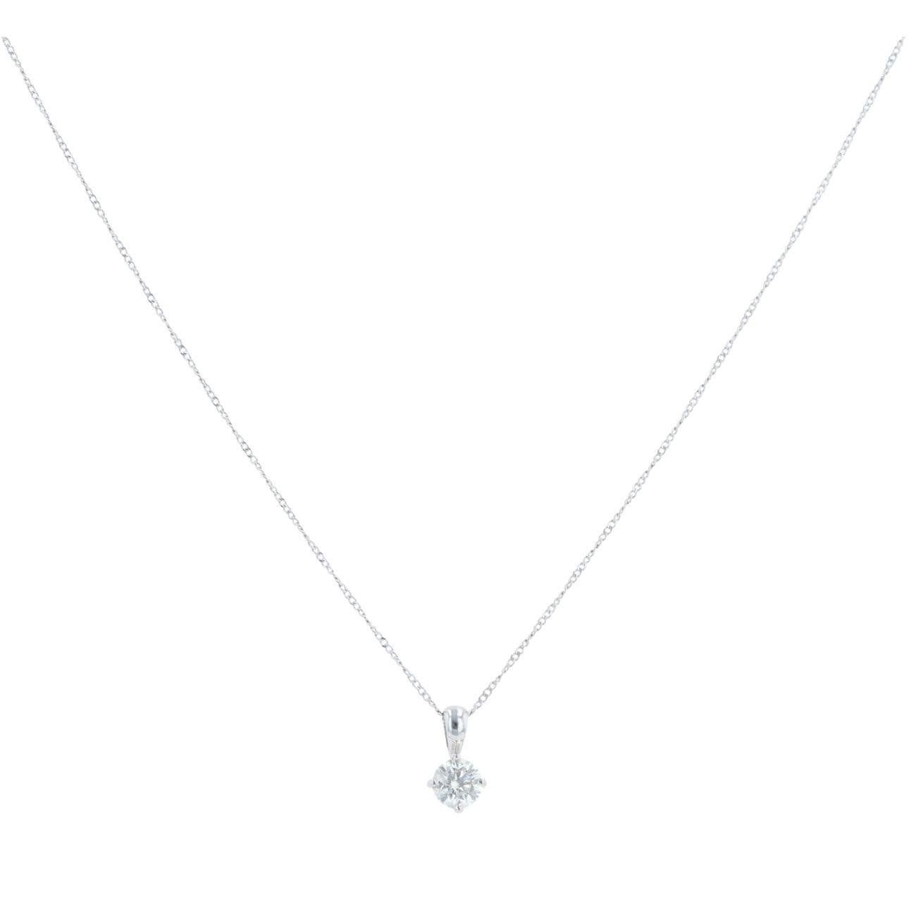 18ct White Gold 0.50ct Brilliant Cut Diamond Solitaire Pendant And Chain 18"