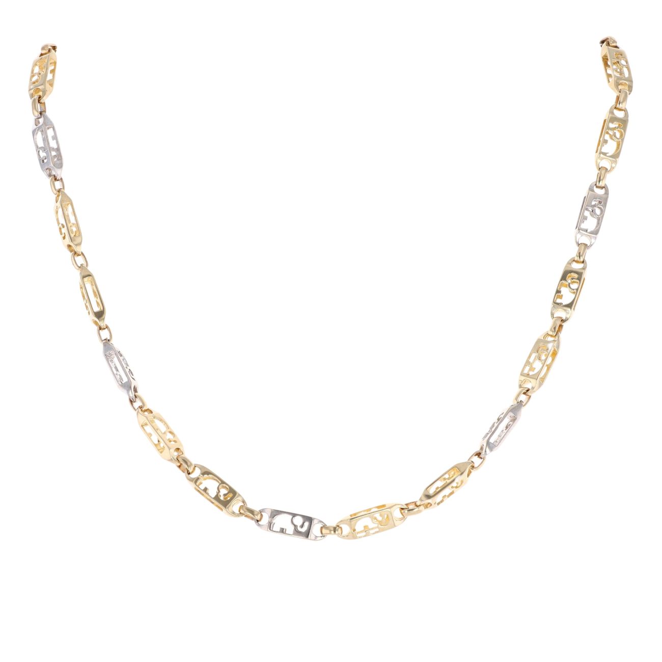 14ct Yellow And White Gold Elephant Chain 24"