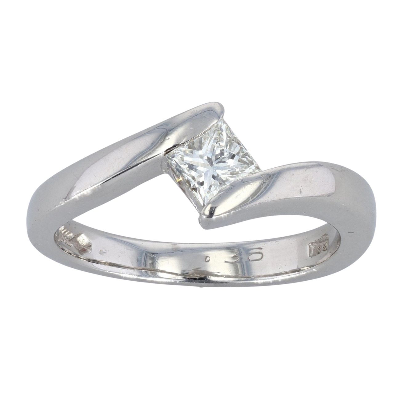 Platinum 0.36ct Princess Cut Diamond Solitaire Ring