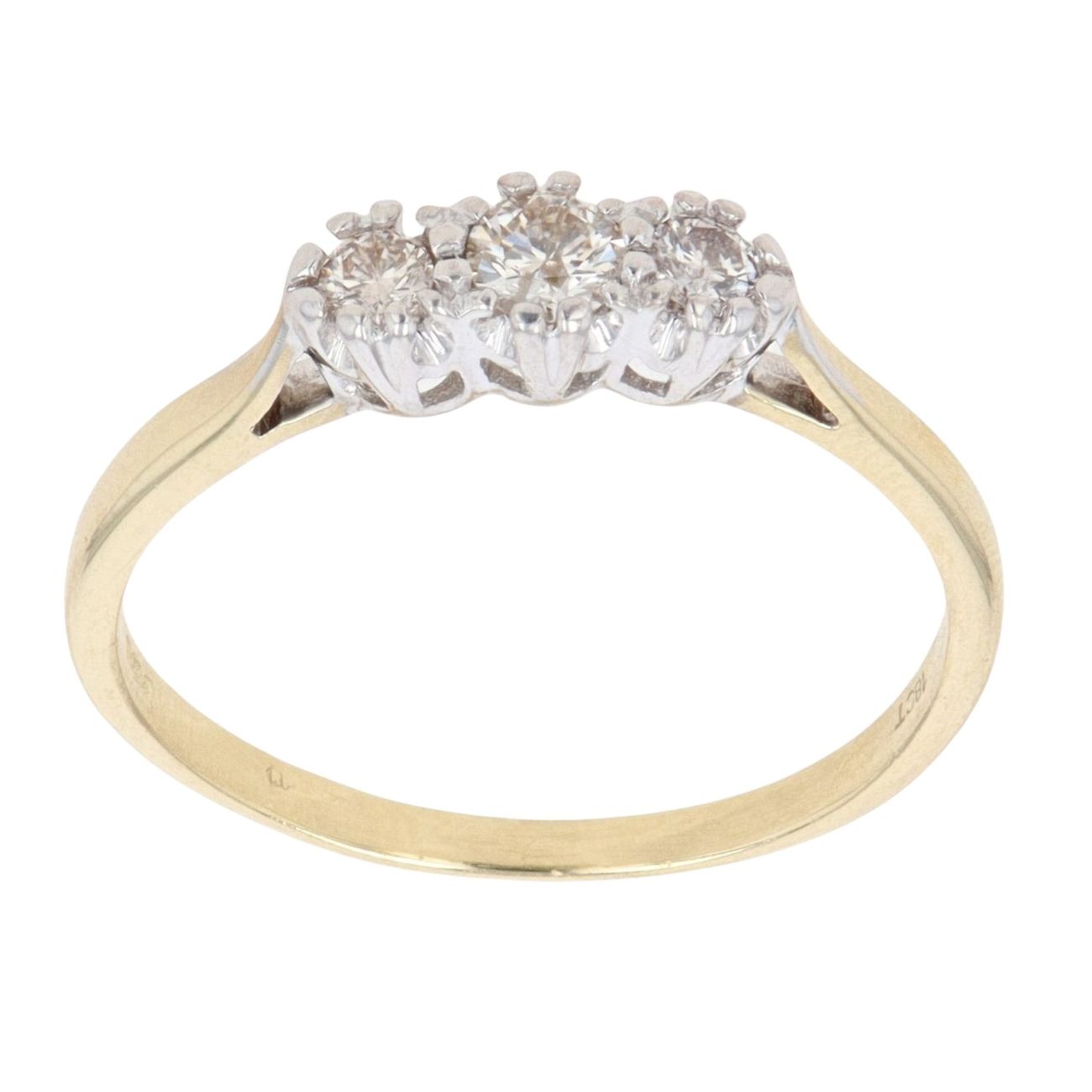 18ct Yellow Gold 0.33ct Brilliant Cut Diamond Trilogy Ring
