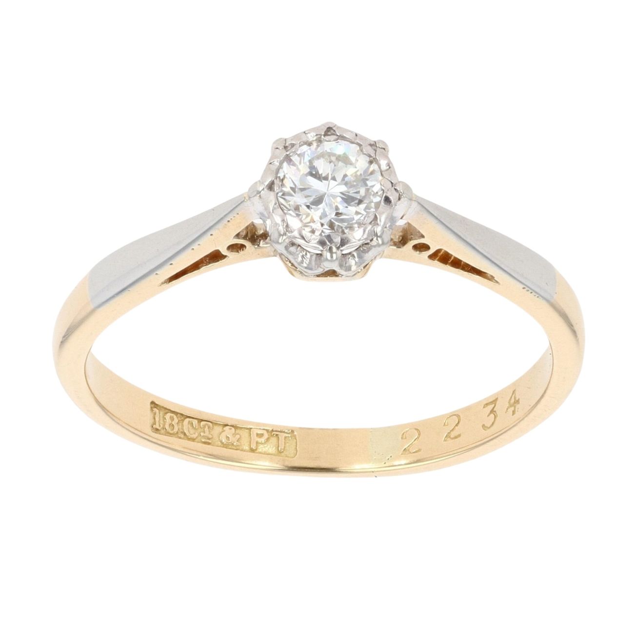 18ct Yellow And White Gold 0.20ct Diamond Solitaire Ring