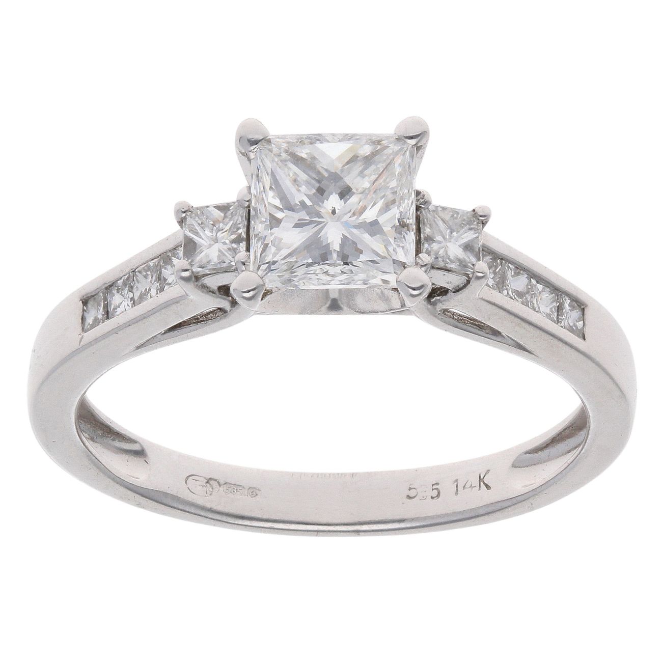 14ct White Gold 1.40ct Princess Cut Diamond Solitaire Ring