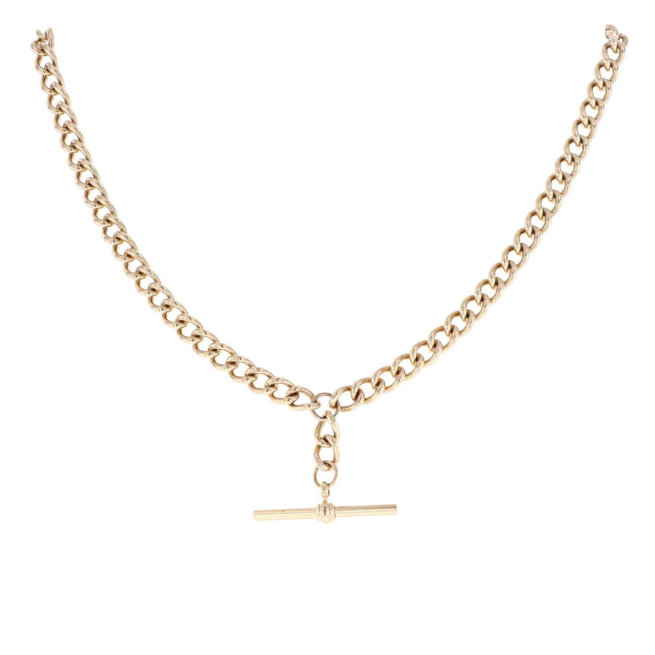 9ct Yellow Gold Albert And T-bar Chain 16"