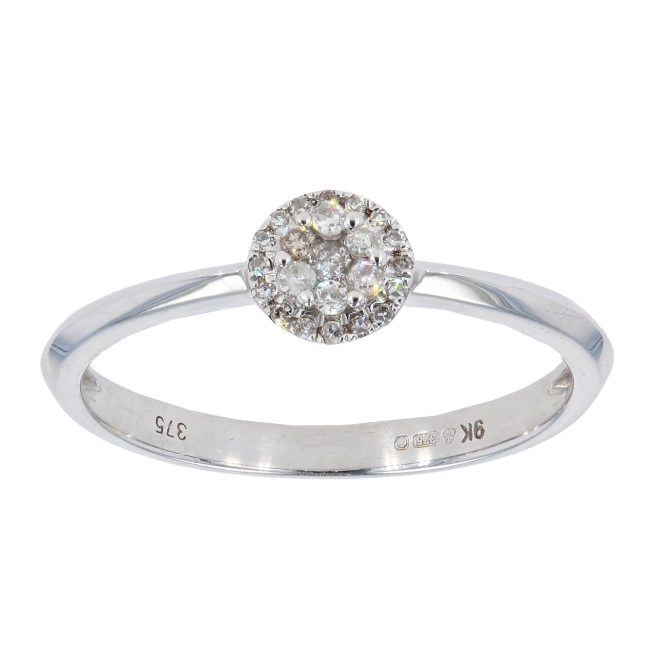9ct White Gold Diamond Cluster Ring by Anya Belle